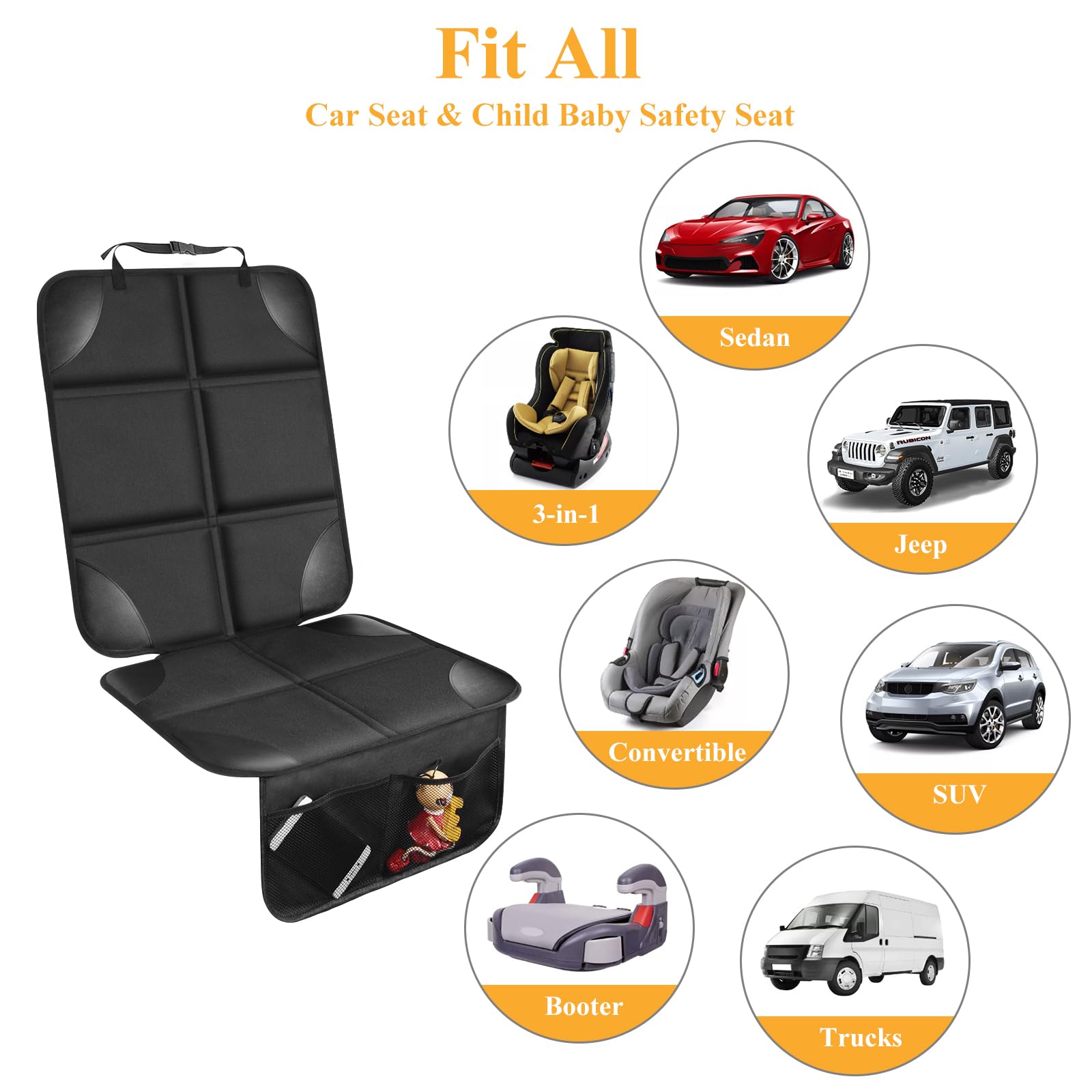 Premium Car Seat Protector for Baby - Thick Padding & Non-Slip Backing to Prevent Dents in Vehicles - Ideal for Sedans, SUVs, and Trucks - Perfect for Family Travel and Child Safety