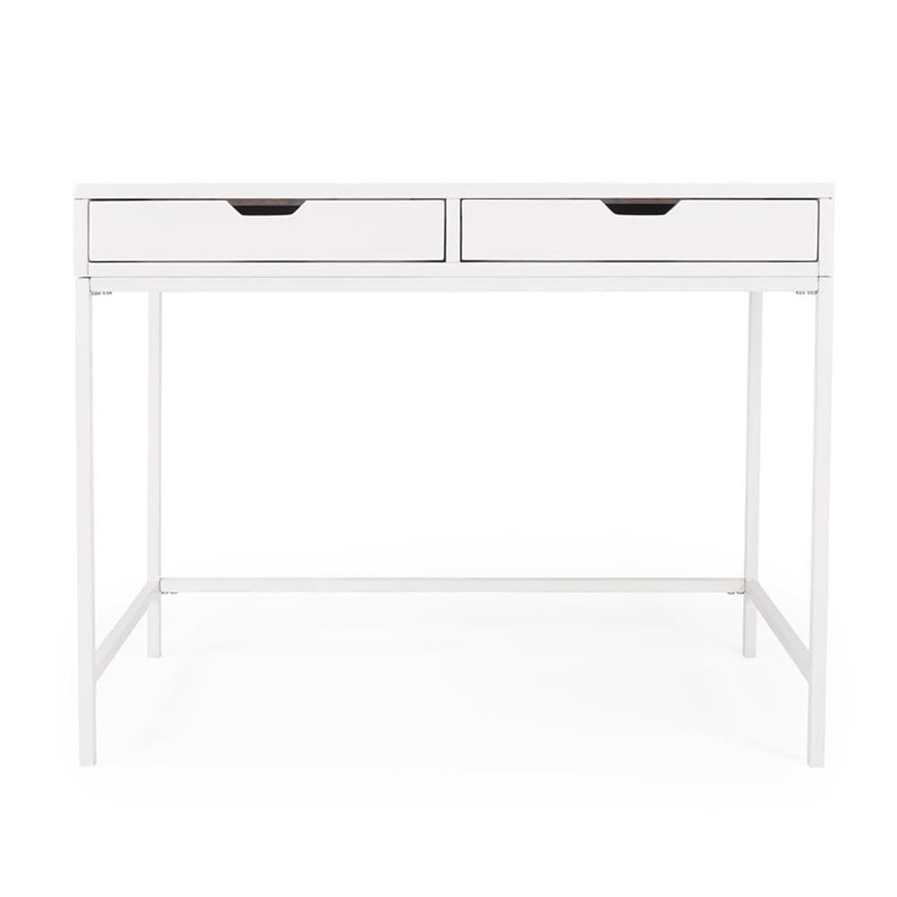 White Modern Desk with Drawers for Home Office & Study