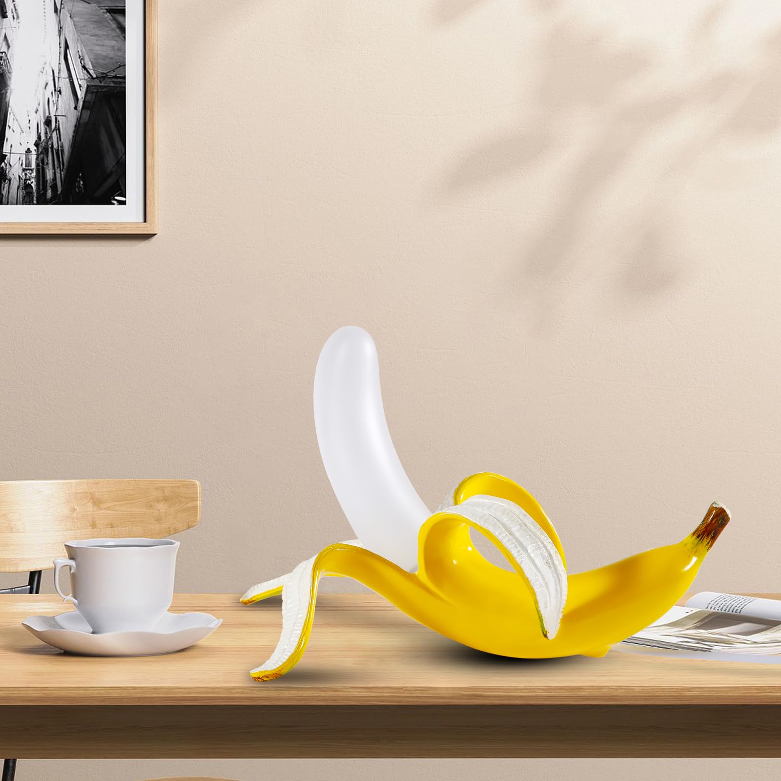 MAYOLA Modern Banana Table Lamp - LED Desk Lamp & Night Light with Baking Finish Resin for Living Room, Bedroom, Home Office, Kids Room - Perfect for Reading, Decor, and Cozy Ambiance (Lying Style)