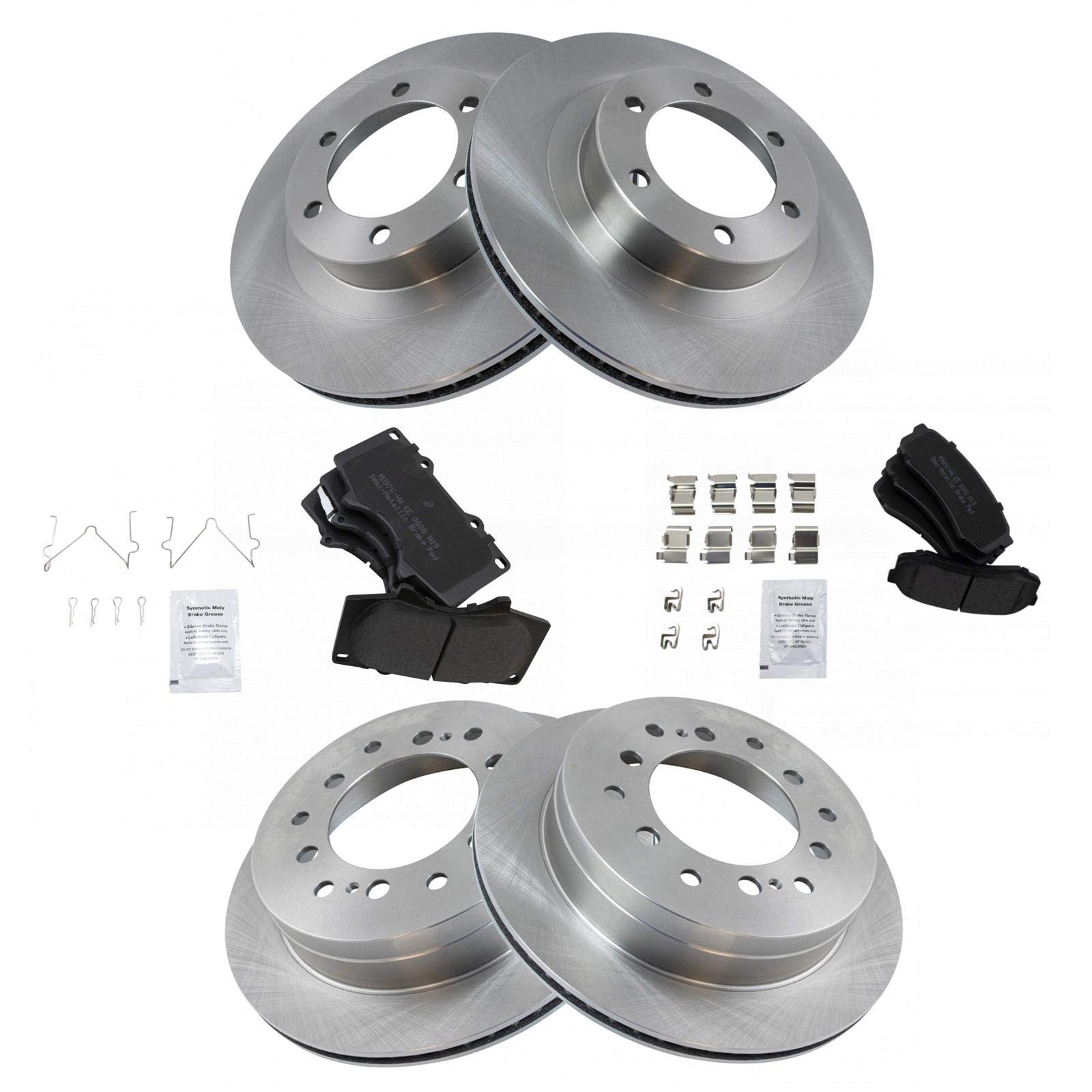 High-Performance Semi-Metallic Brake Pads & Rotors Kit - Front & Rear Compatible with Lexus GX470 & Toyota 4Runner - Perfect for Off-Roading, Towing & Daily Driving