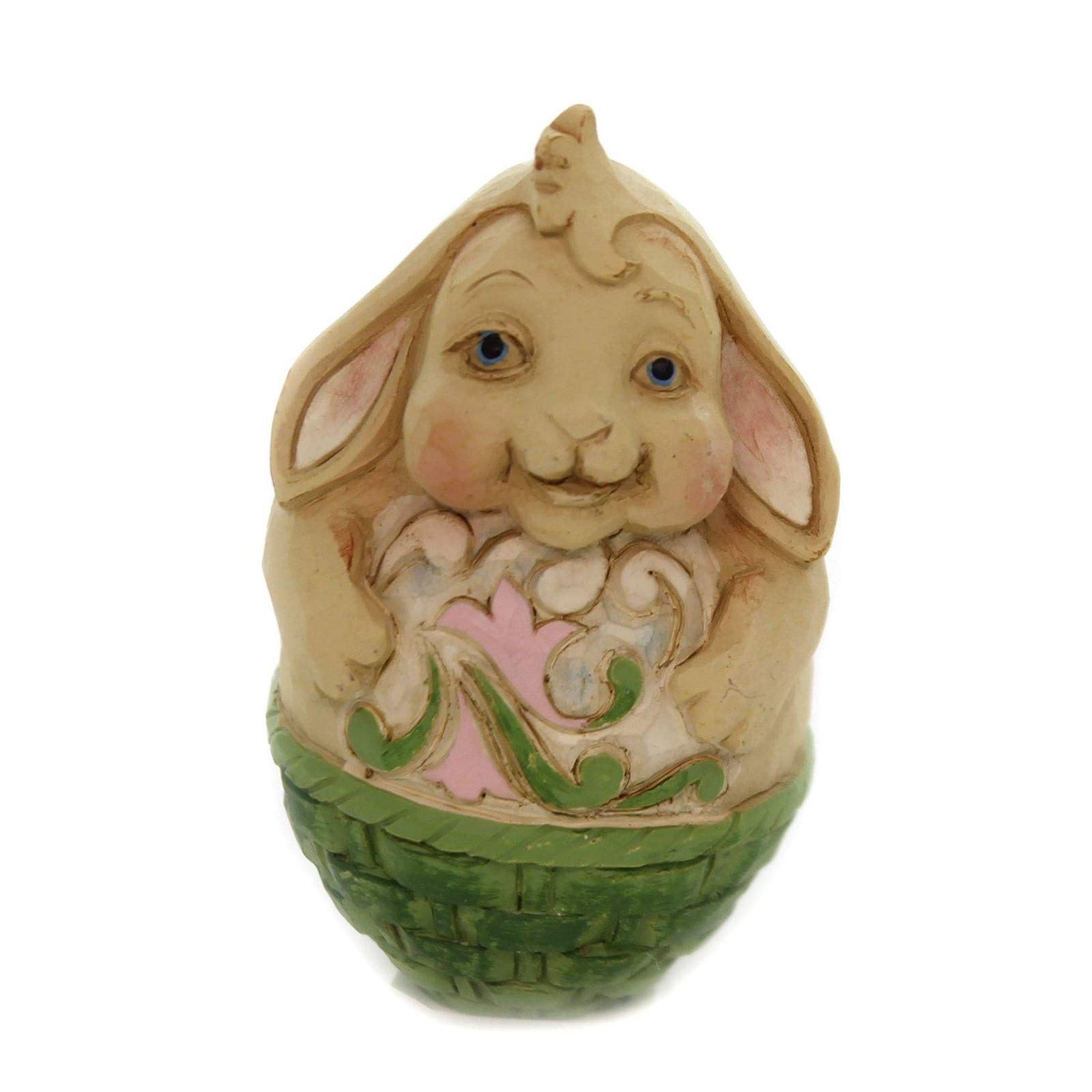 Jim Shore Heartwood Creek Mini Rabbit Bunny Egg Figurine - Easter Decor, Spring Home Decor, Collectible Gift for Bunny Lovers