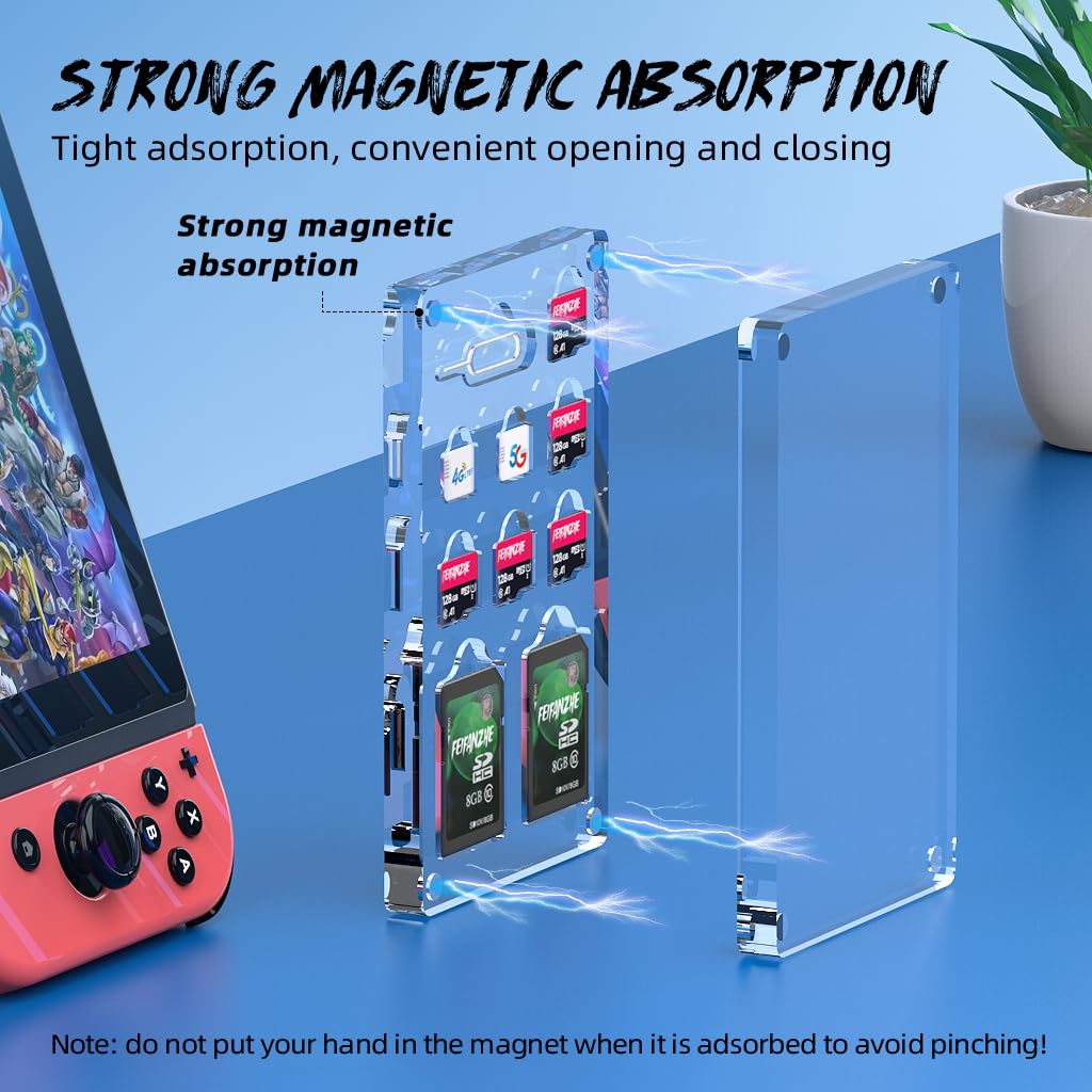 10-Slot Magnetic SIM Card Holder - Transparent Mini Storage Case for Nano SIM, Micro SD & TF Cards | Compact Organizer with 6 SD/TF Slots | Perfect for Travel, Office & Tech Enthusiasts