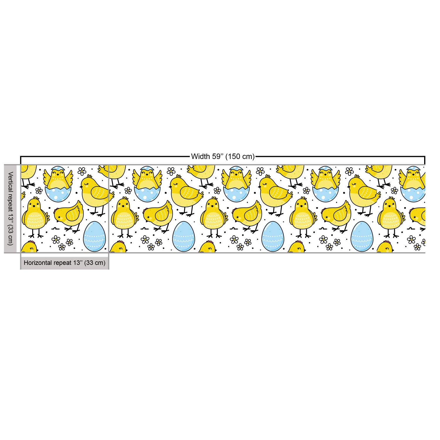 Ambesonne Farm Animal Fabric by The Yard - Chick and Cracked Easter Egg with Daisy Motifs, Yellow Pale Blue White Upholstery Fabric for Sofa, Curtains, Pillows (10 Yards) | Perfect for Spring Decor, Easter Home Accents & DIY Craft Projects