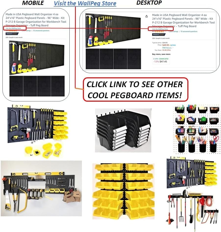 **96-inch WallPeg Pegboard Wall Organizer – Heavy-Duty Garage Tool Storage Panel with Hooks & Accessories | Wall-Mounted Utility Board for Tools, Bins & DIY Organization**    *(Perfect for Garage, Workshop, Shed & Home Storage – Maximize Space & Keep Tools Handy!)*