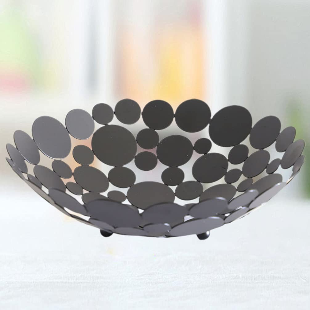 Hemoton Decorative Iron Dish Plate - Hollow Round Fruit & Vegetable Holder, Petal-Shaped Storage Basket for Kitchen, Dining, Party Serving | Perfect for Home Decor, Fruit Display, and Party Snack Serving