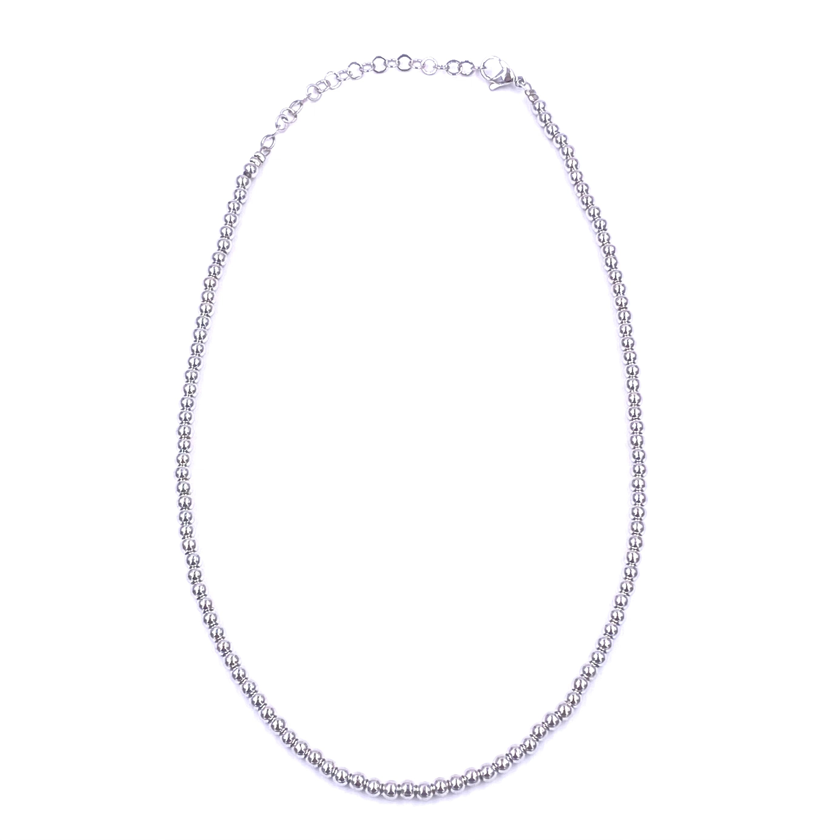 Ashley Gold Stainless Steel 4MM Beaded Ball Necklace - Elegant Jewelry for Women, Perfect for Everyday Wear & Special Occasions