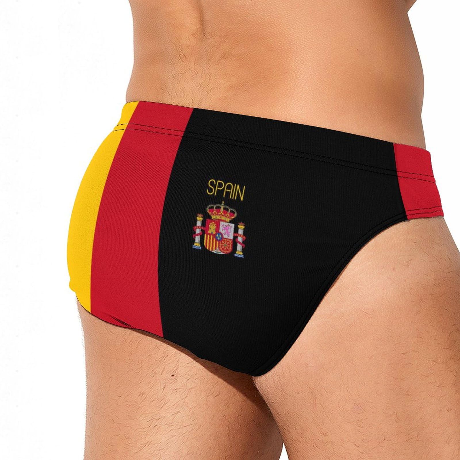 Spanish Flag Men's Quick Dry Swim Briefs - Bikini Bathing Suit Trunks for Pool, Beach, and Water Sports