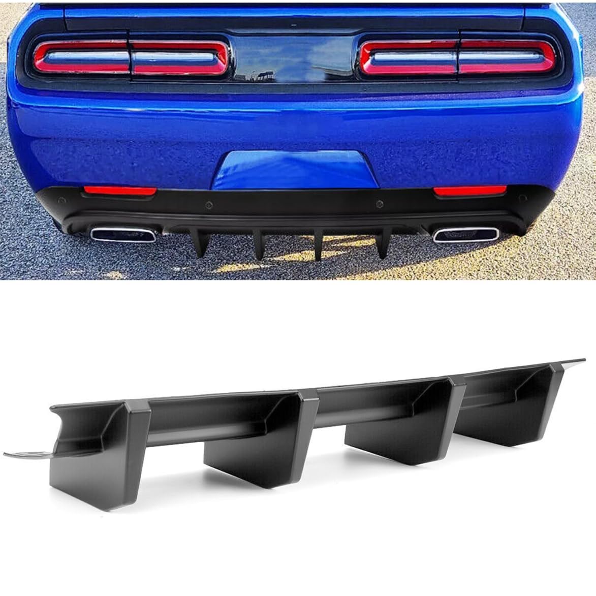 Dodge Challenger Rear Bumper Lip Spoiler Diffuser - Matte Black Splitter Compatible with 2015-2023 Models | Aggressive Styling & Aerodynamic Upgrade for Street Racing & Car Shows