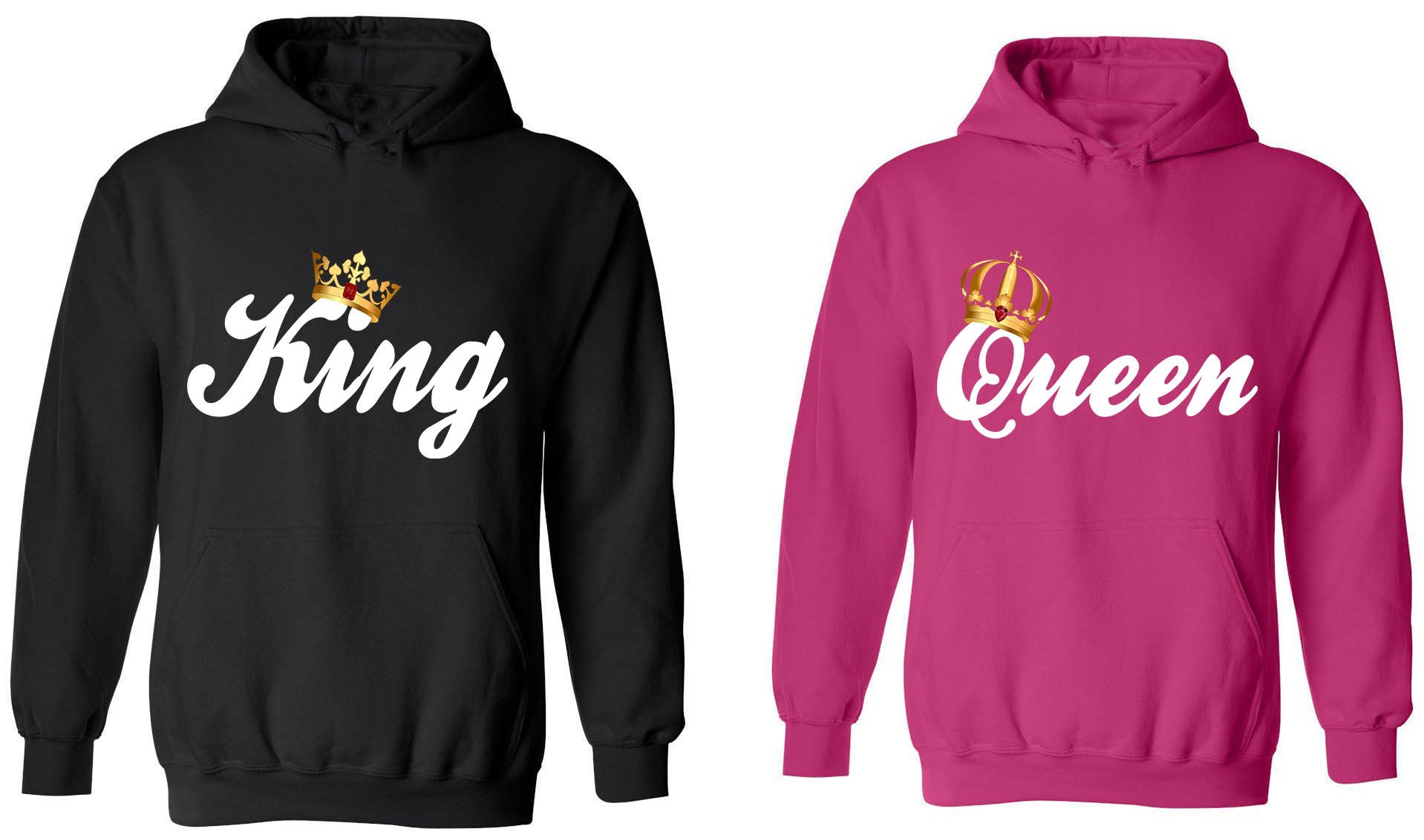 King & Queen Matching Couple Hoodies - His and Her Sweatshirts for Valentine's Day, Anniversary Gifts & Cozy Date Nights