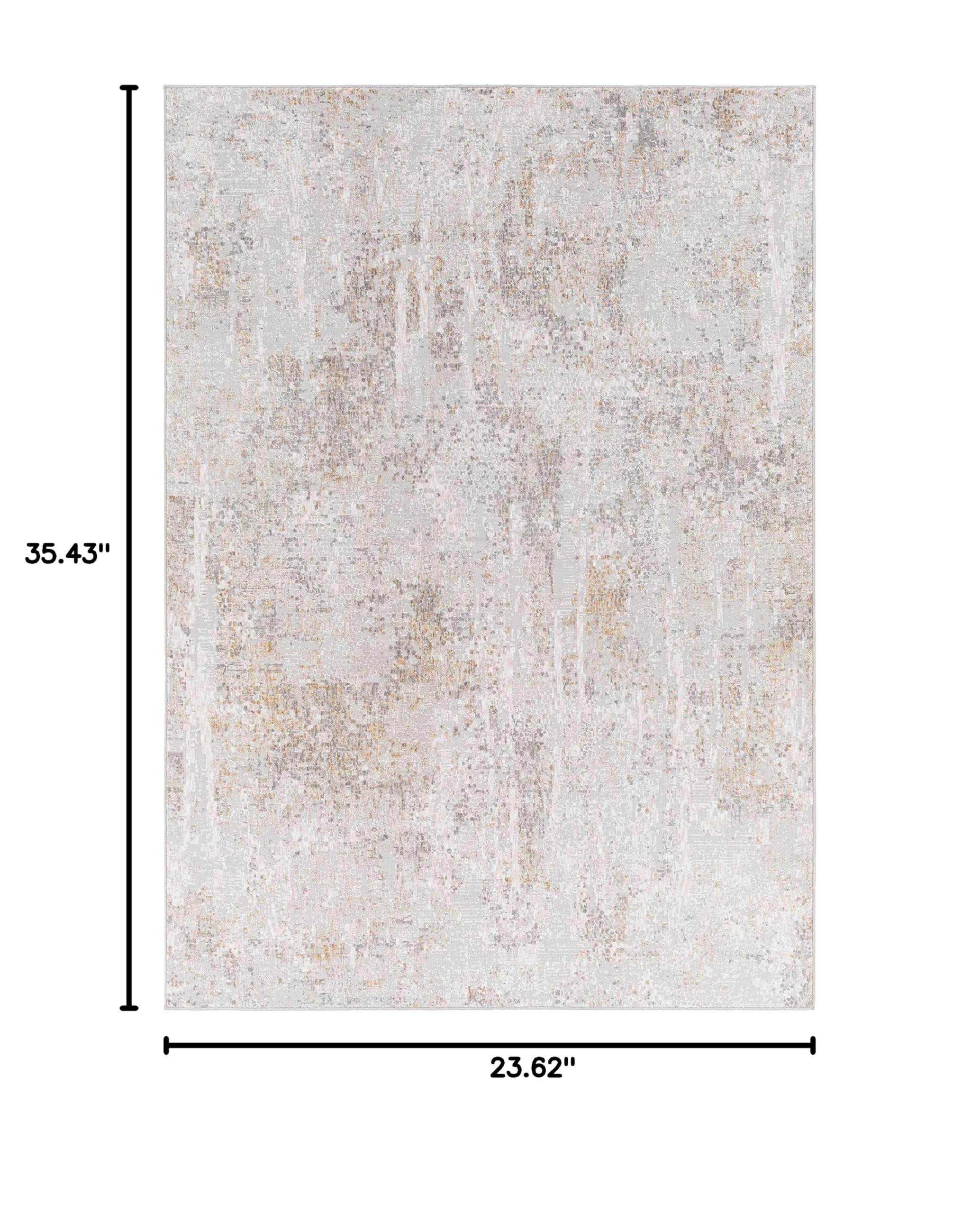 Hauteloom Windale Modern Area Rug 2' x 3' - Soft Living Room & Bedroom Carpet in Brown, Blue, Gray - Perfect for Home Decor, Office, Dorm Room