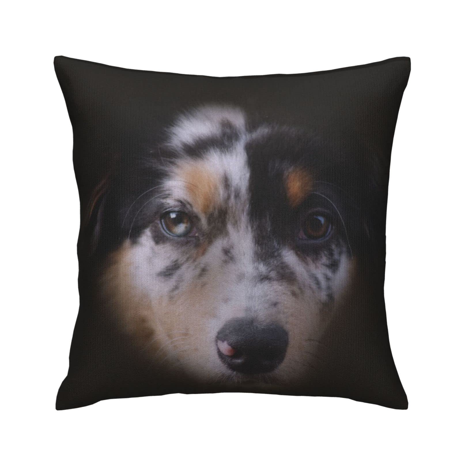 Australian Shepherd Double Sided Plush Pillow Cover 18x18in - Cute Animal Print Sofa Cushion Cover - Soft Decorative Throw Pillow Case for Living Room, Bedroom, Nursery - Perfect for Home Decor, Pet Lovers Gift, Cozy Comfort