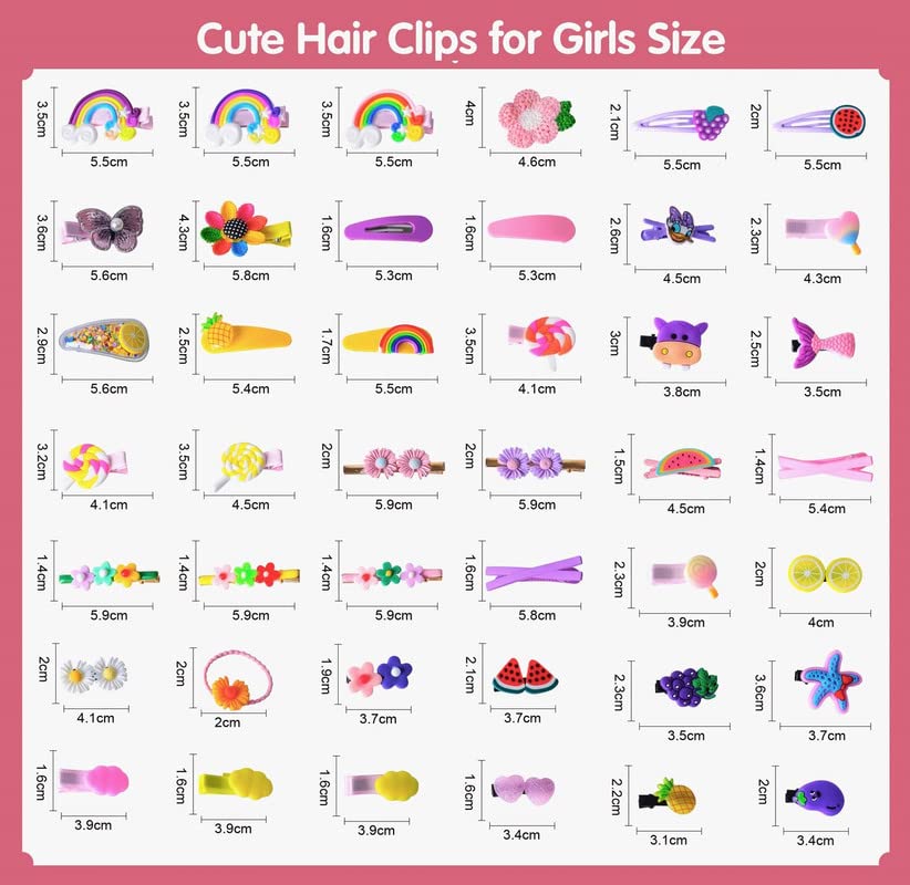 BELICIA Baby Hair Clips for Girls - 14PCS Cute Rainbow Cartoon Hairpins & Barrettes for Toddlers - Non-Slip Hair Accessories for Kids, School, Parties & Daily Styling