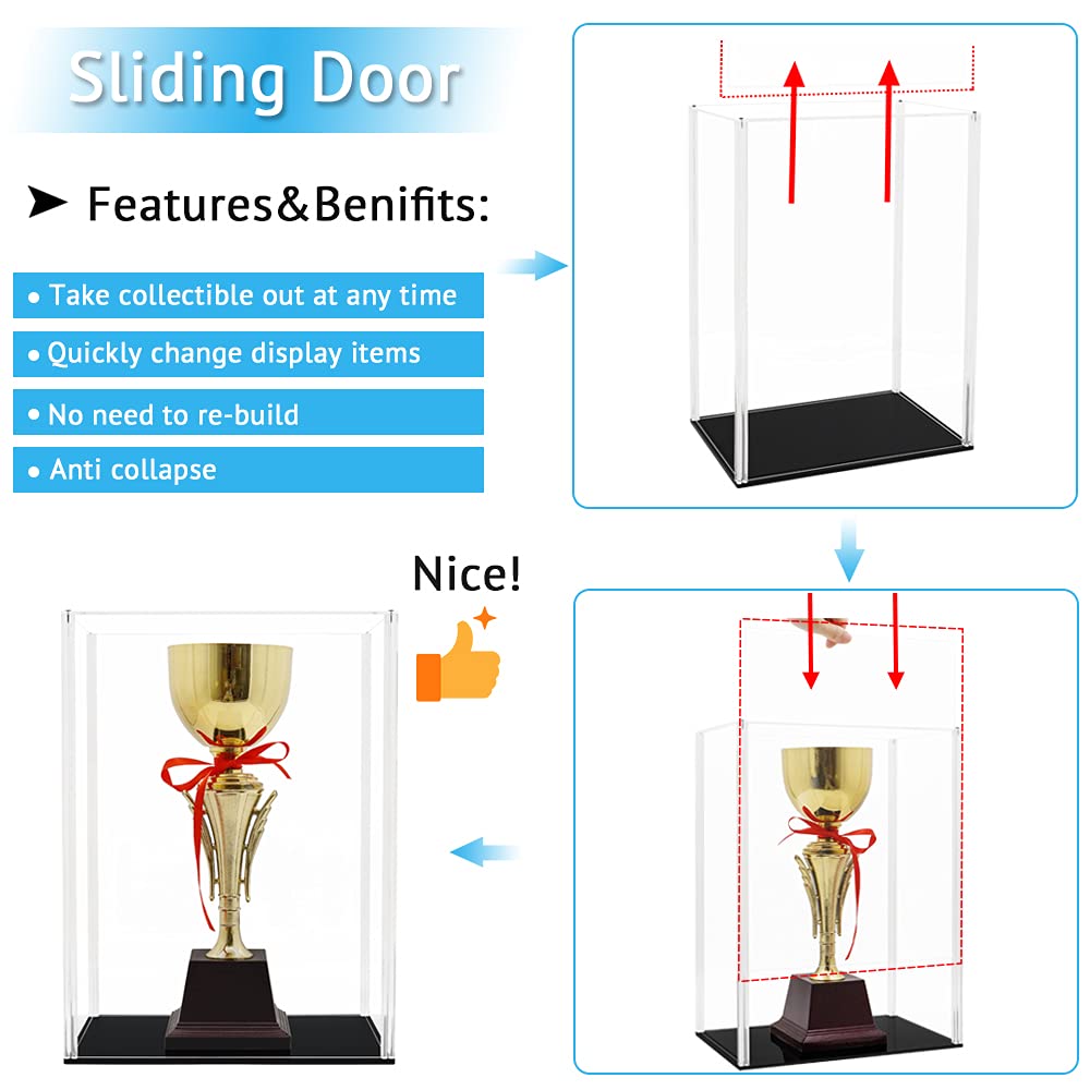 11.2 x 7.3 x 15.7 Inch Acrylic Display Case for 14 Inch Dolls & 1/6 Scale Action Figures - Clear Collectible Showcase Box with Easy Assembly - Perfect for Toy Collections, Model Displays & Home Decor