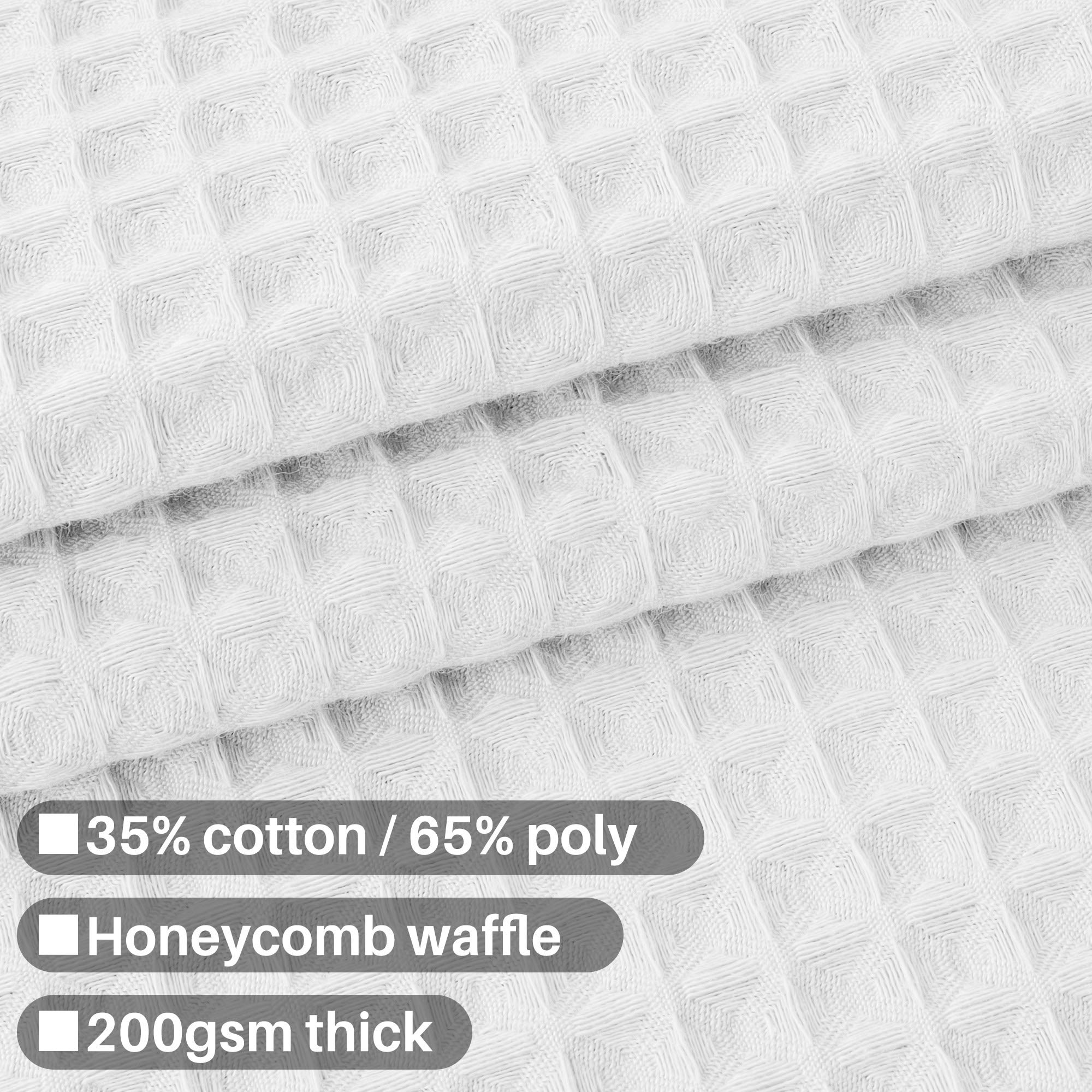 Barossa Design Cotton Blend Shower Curtain - Honeycomb Waffle Weave, Soft & Luxurious Hotel Spa Quality, Machine Washable, White, 72 x 72 Inches - Perfect for Bathroom Decor & Modern Home Spa Experience