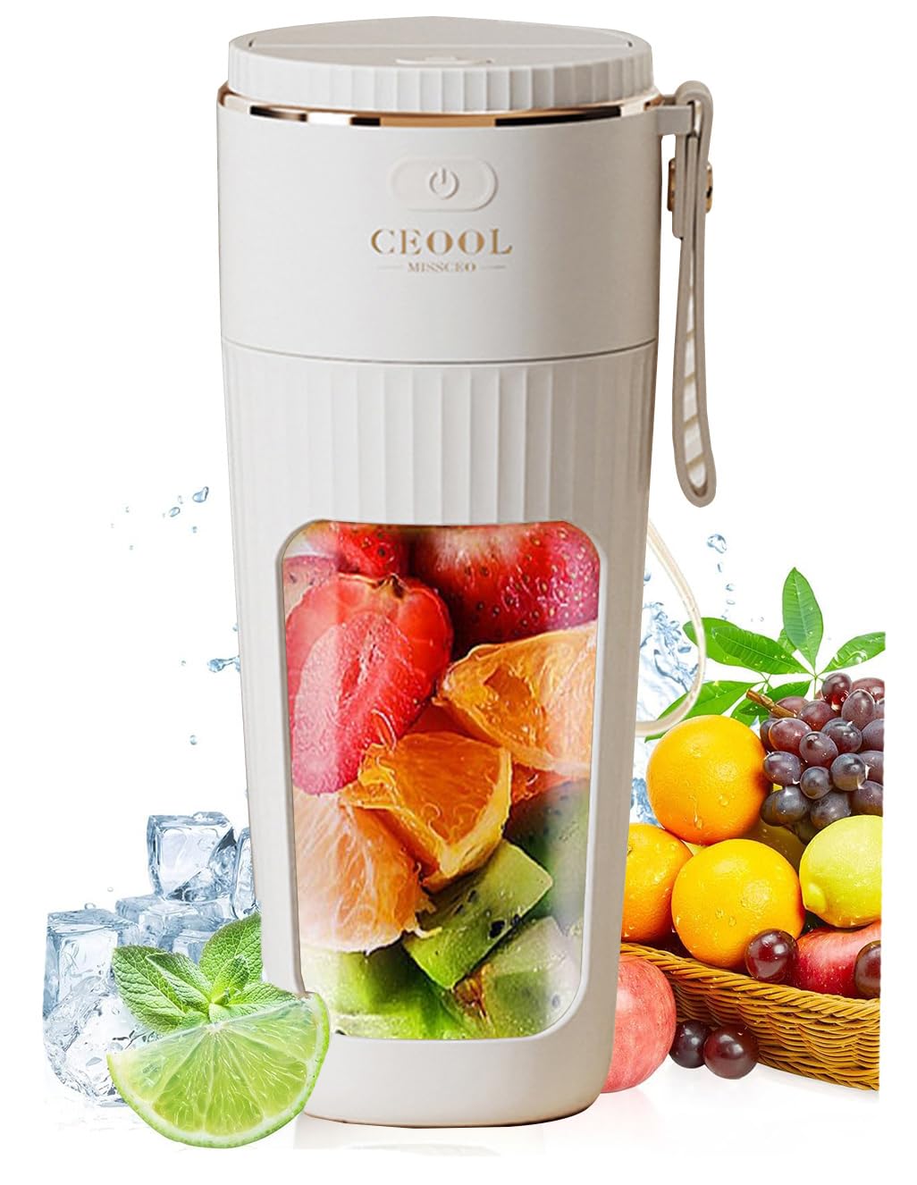 Portable Blender for Shakes & Smoothies - USB Rechargeable Mini Blender with 10 Blades, 12Oz Travel Blender Cup - Perfect for Kitchen, Ice Crushing, Fresh Juice - Ideal for Travel, Gym, Office & Outdoor Activities