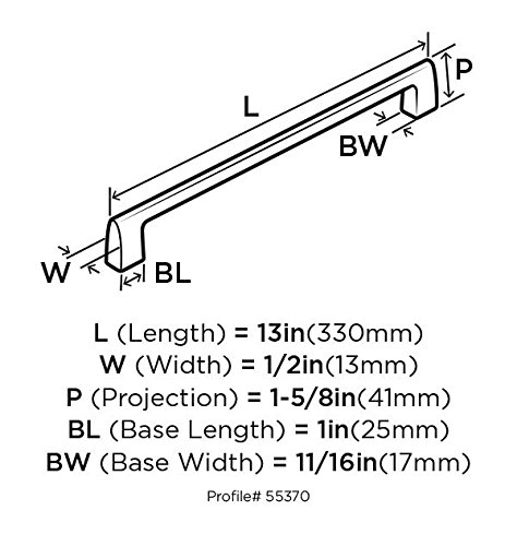 Amerock BP55370GPH Riva 12 Inch (305mm) Cabinet Hardware - Graphite Finish Appliance Pull Handle for Kitchen Drawers & Cabinets - Modern Upgrade for Refrigerator, Oven & Furniture
