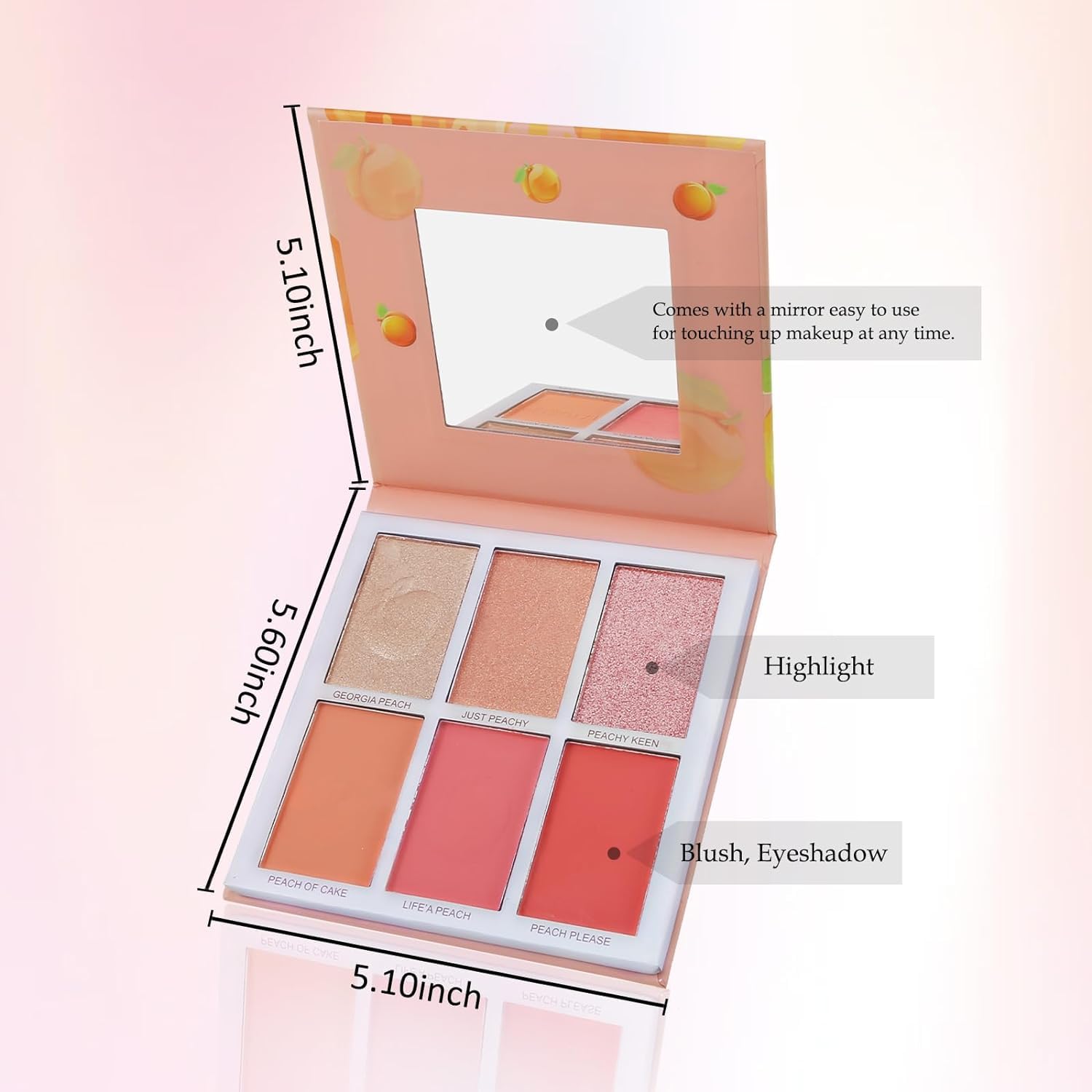 HUDAMOJI 6-Color Blush Highlighter Palette | Matte & Shimmer Face Makeup with Bellini Blusher | 36g Compact Powder for Cheeks | Perfect for Everyday Glam & Special Occasions