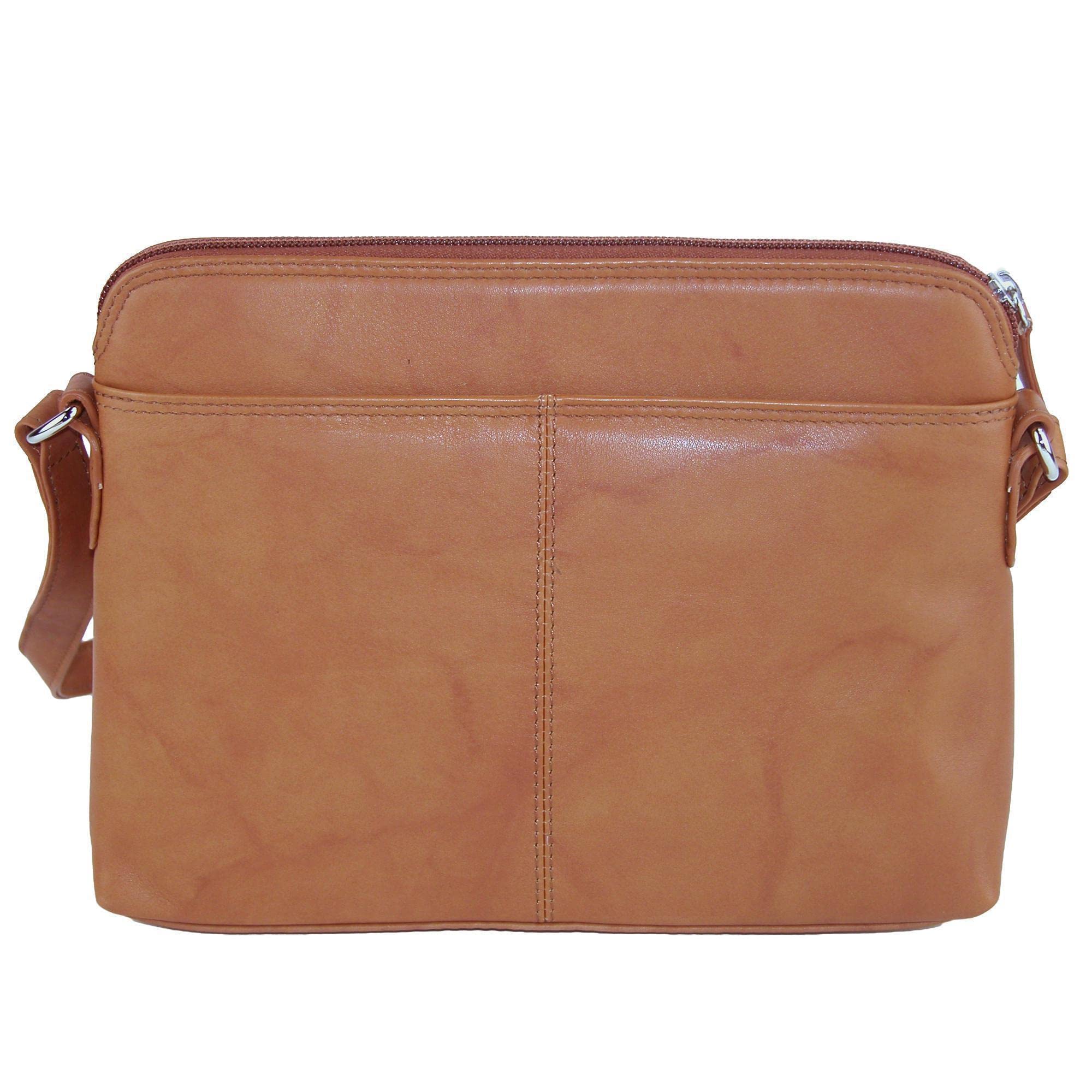 CTM® Women's Genuine Leather Shoulder Bag Purse with Side Organizer Pockets - Stylish Crossbody Handbag for Work, Travel & Everyday Use