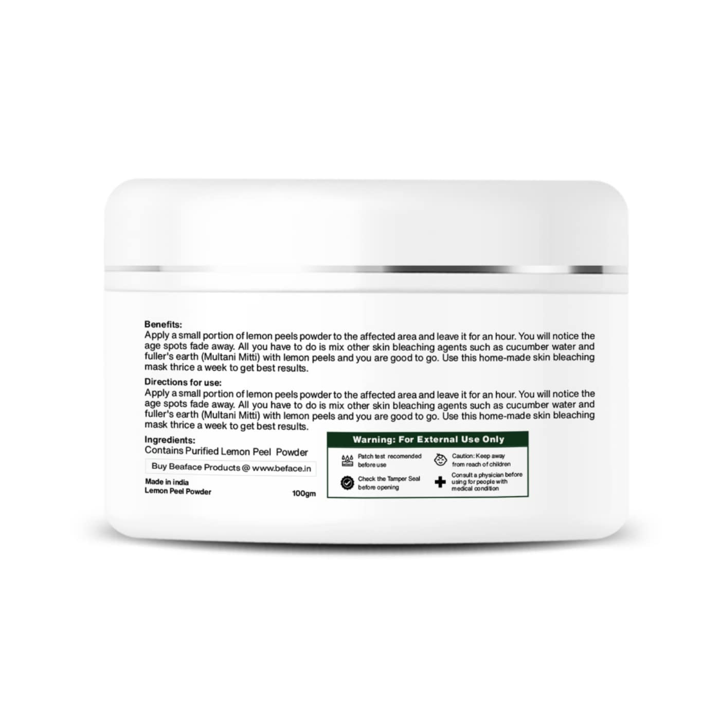 Organic Lemon Peel Powder for Face & Skin - 100% Natural Chemical-Free Cleanser | Pure Nimbu Chilka Powder Face Pack (100g, Pack of 2) | Brightening & Exfoliating for Glowing Skin | DIY Skincare & Spa Treatments