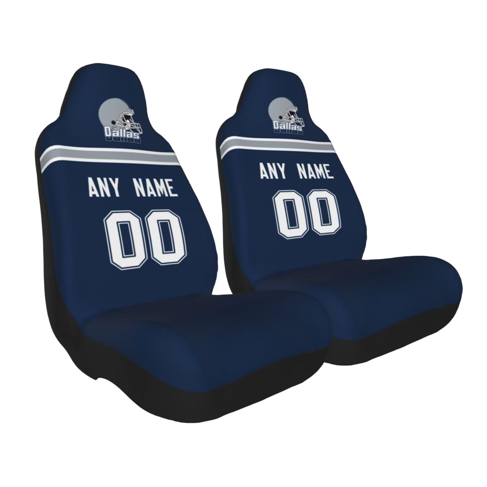 Custom Dallas Cowboys Football Car Seat Covers - Personalized Name & Number Car Accessories, Elastic Front Seat Protector, Universal Fit for Most Cars, Perfect for Game Day & Road Trips