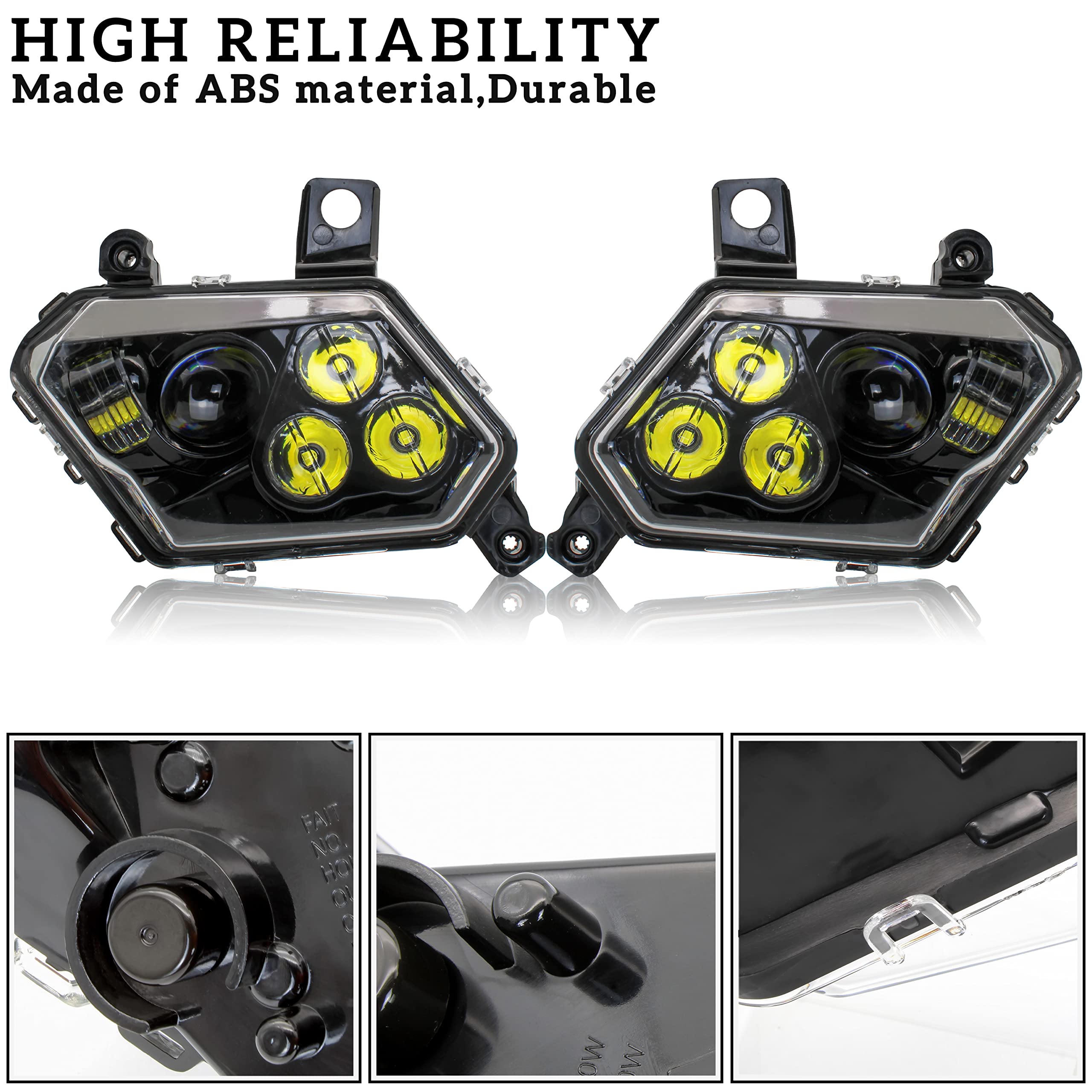 SAUTVS LED Headlights for Can-Am Maverick Trail Sport Commander & Max 800 1000 (2018-2025) - Halo LED Headlamp with Clear Lens - 2PCS Off-Road Lighting Accessories for Night Riding & Adventure Trail Use