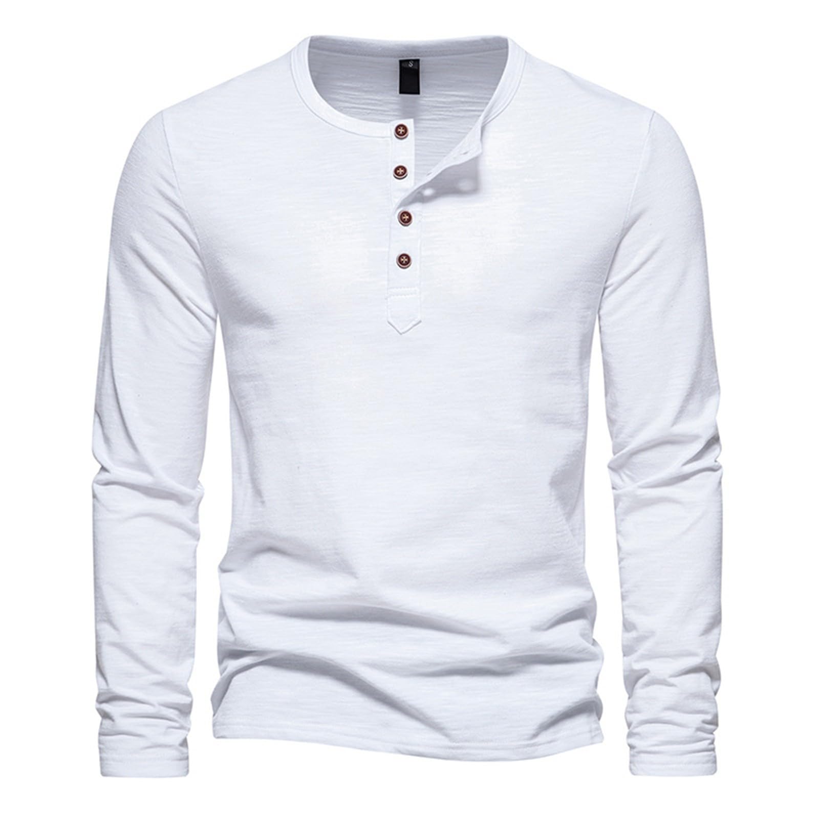 Vintage Men's Henley Shirts Long Sleeve Button-Up Pullover Top - Casual Loose Fit Cotton Tee for Everyday Wear, Outdoor Activities & Layering