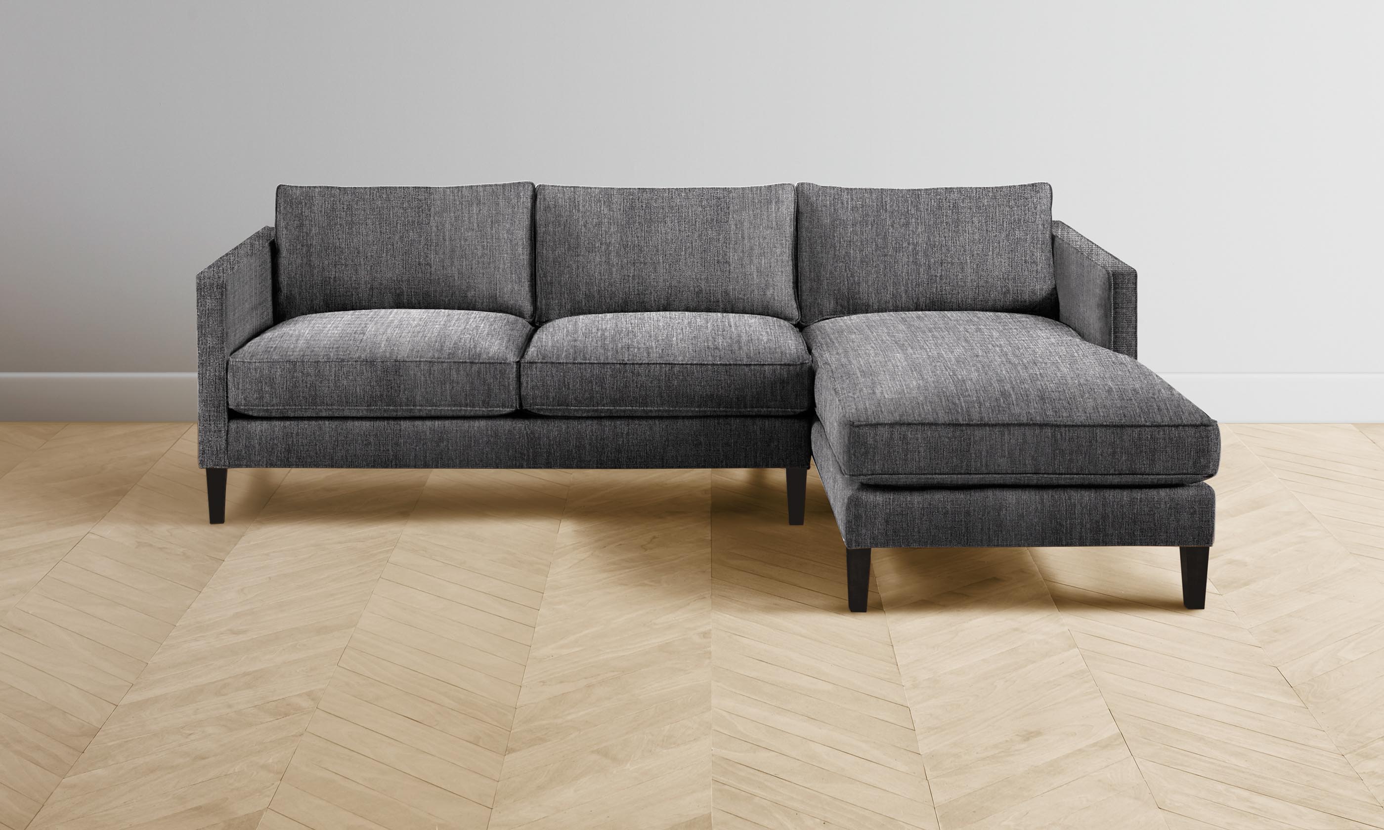 Crosby Sectional Sofa - Performance Tweed Fabric in Smoke Gray - Perfect for Living Room, Family Room & Home Theater Seating