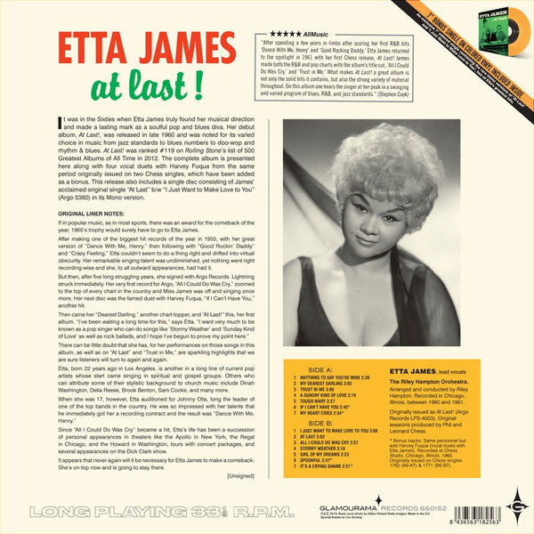 Etta James - At Last! Vinyl LP Album Reissue + 7