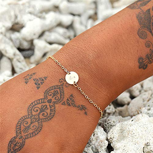 Personalized A-Z Initial Bracelet - 26 Alphabet Letter Adjustable Gold Anklet for Women & Girls | Friendship Jewelry Gift for Birthday, Graduation, Valentine's Day