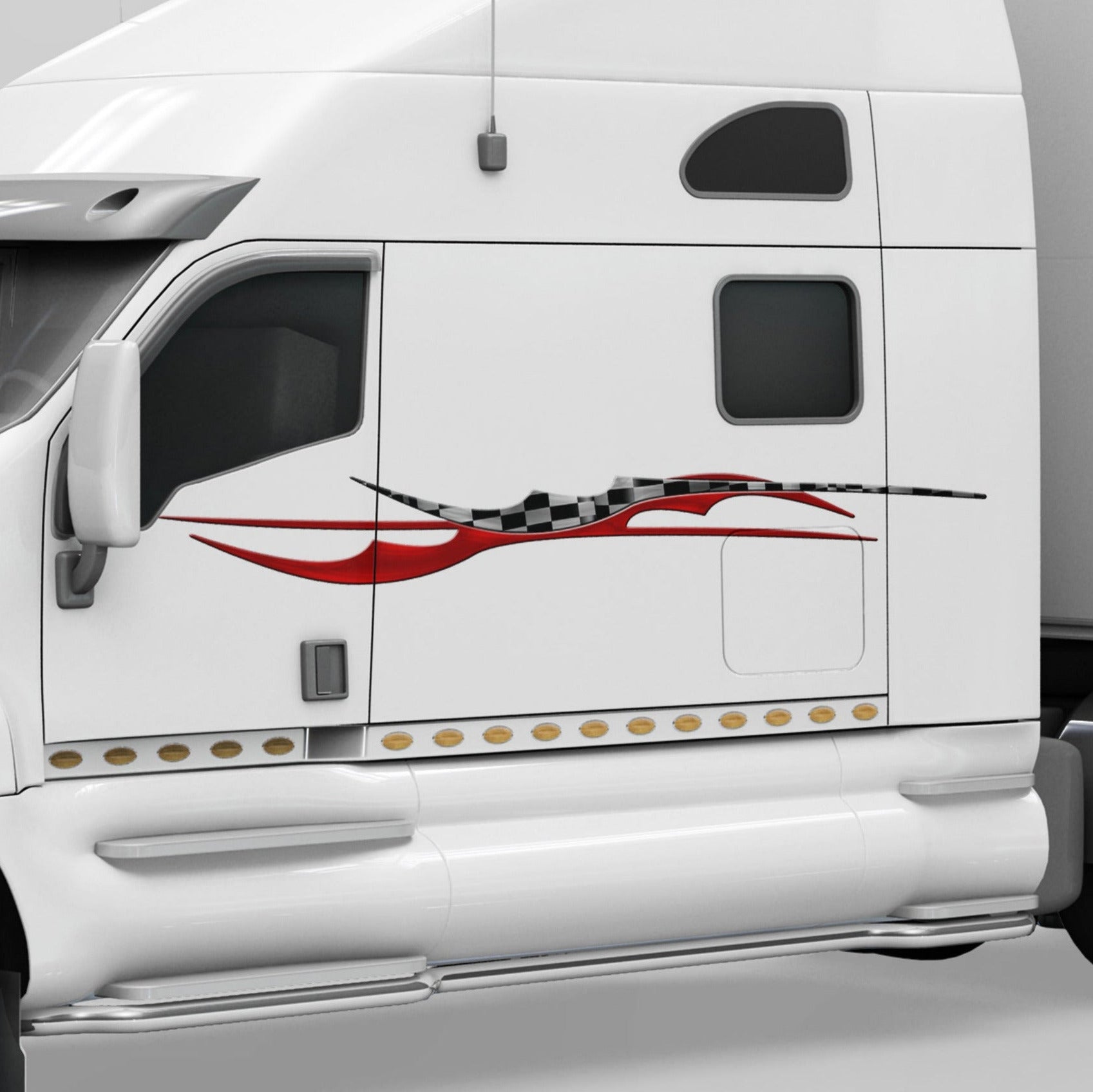 High-Quality Blade Checkers Decal Stripes for Cars, Trucks & Semi Trailers - Durable Vinyl Decals for Vehicle Customization & Racing Style Enhancement