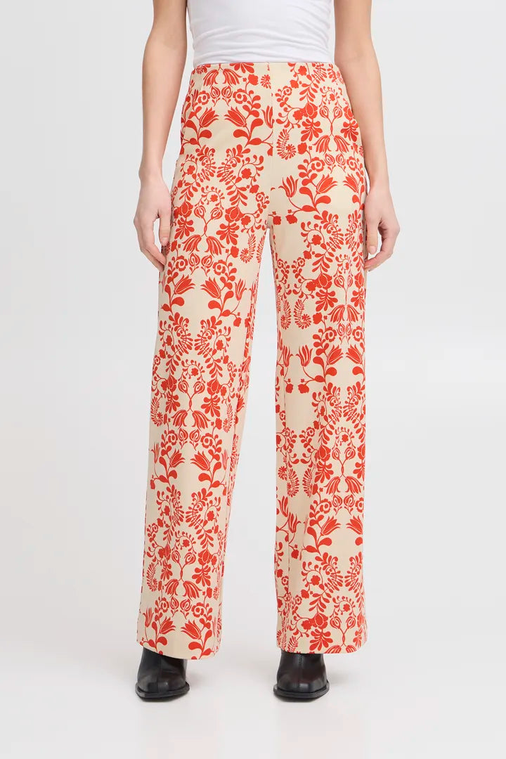 Lizzy Wide Leg Pants for Women - Floral Print High Waist Palazzo Trousers (Fiesta Flower Design) | Perfect for Summer Vacations, Beach Outings & Boho Chic Outfits