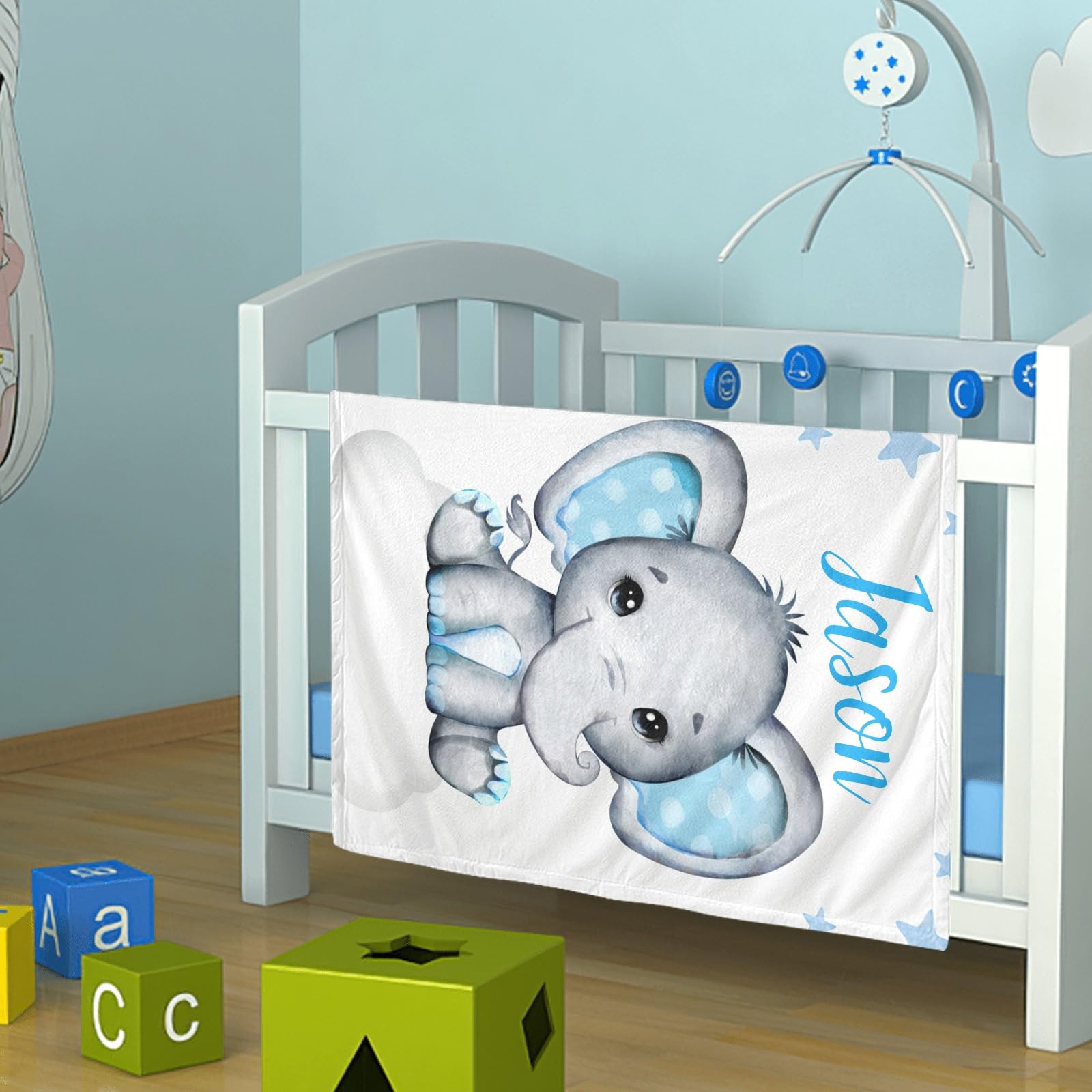 Personalized Baby Blanket with Name - Custom Elephant Design for Boys & Girls | Super Soft Newborn Blanket | Perfect Baby Shower Gift & Nursery Decor | Ideal for Cuddling, Swaddling & Photo Props