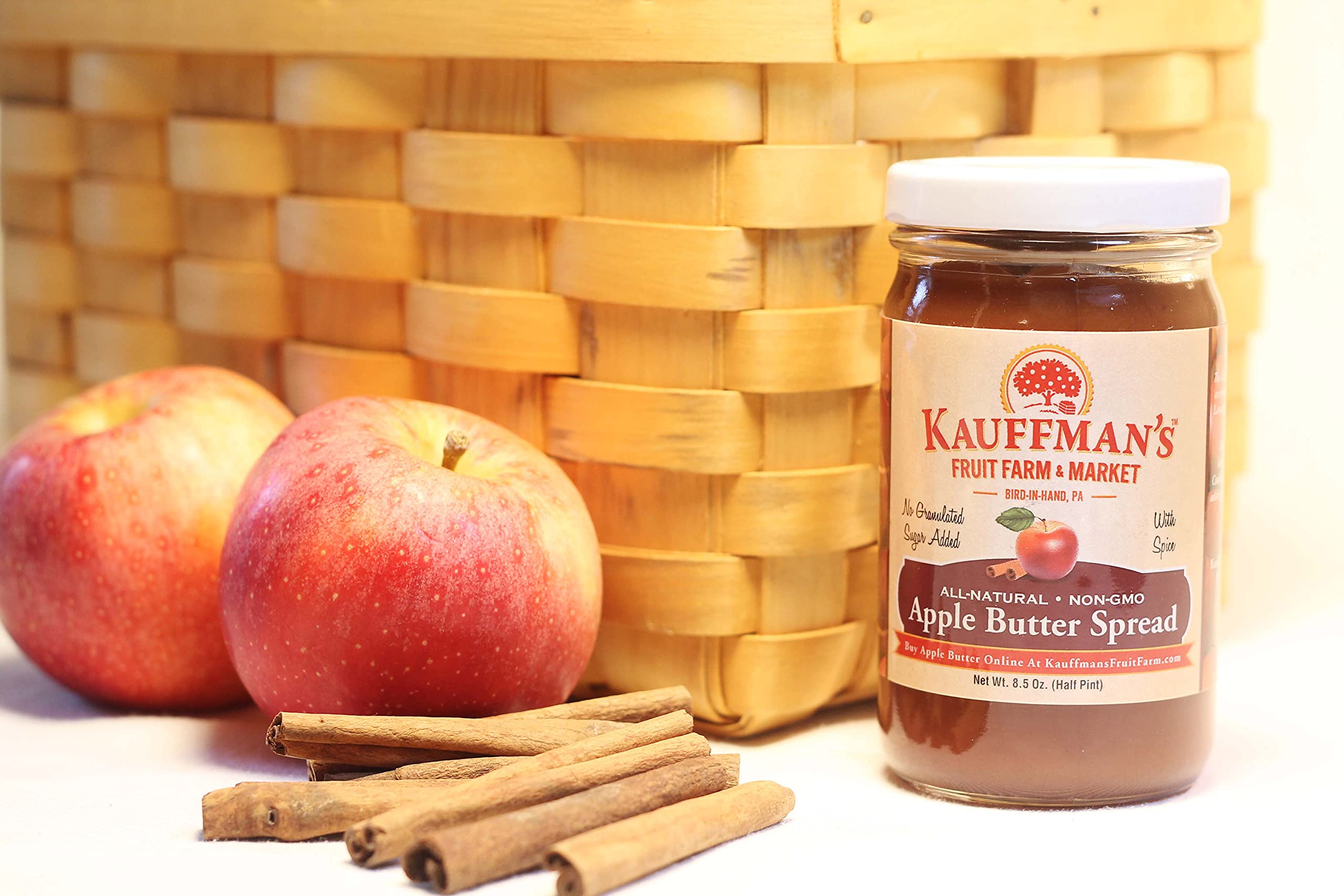 Kauffman's Fruit Farm Homemade Apple Butter Spread - No Sugar Added, 8.5 Oz (Pack of 12) | Gluten-Free, All-Natural Fruit Preserves for Toast, Pancakes & Baking