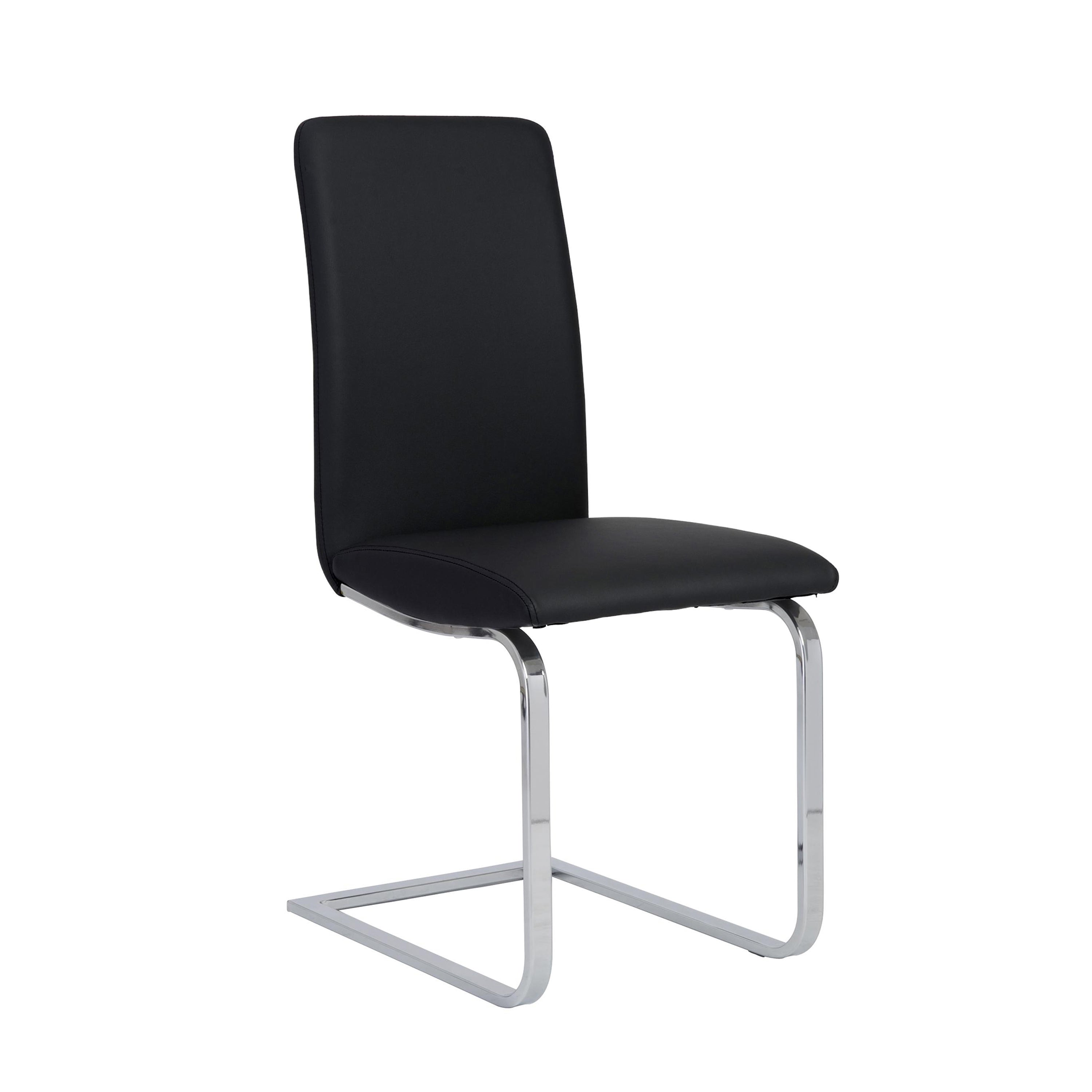 Euro Style Cinzia Modern White Dining Chairs with Chrome Legs - Set of 2, Perfect for Kitchen, Dining Room, and Contemporary Home Decor