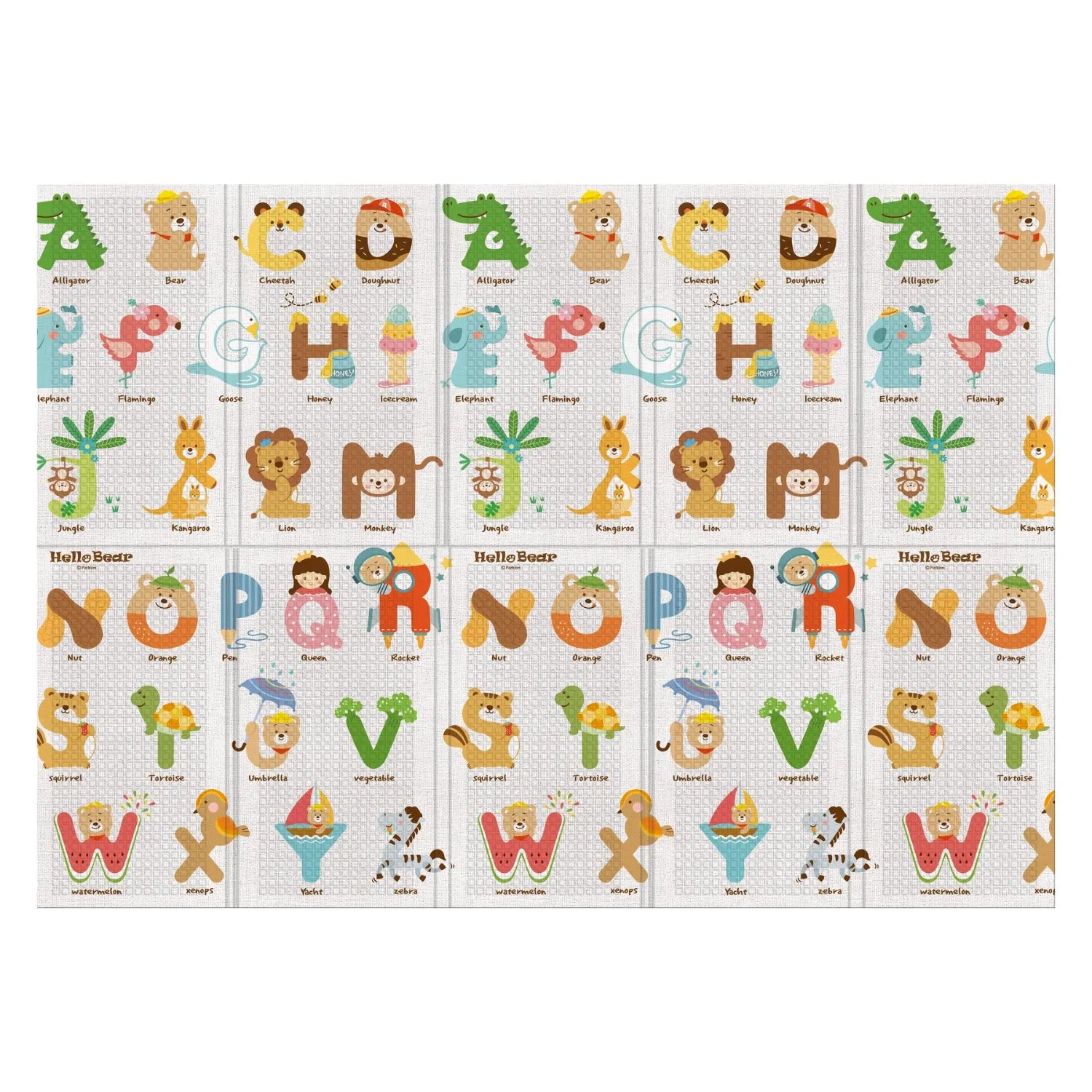 Portable Baby Play Mat - Hello Bear ABC & Zig Zag Design for Safe Floor Play | Perfect for Nursery, Playroom & Travel