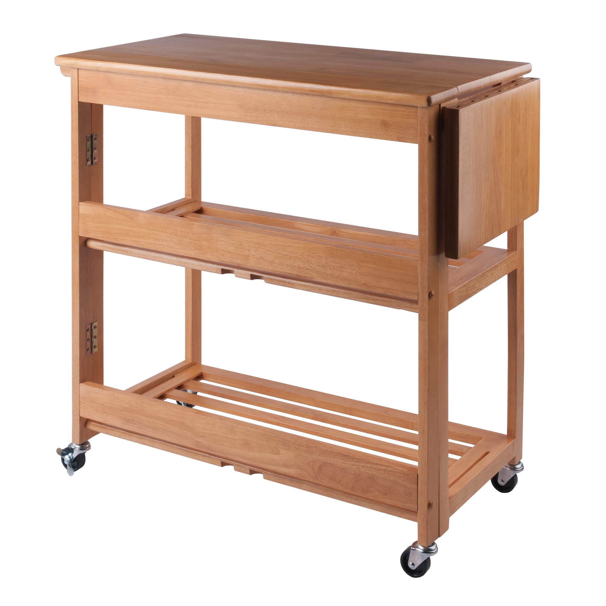Winsome Radley Light Oak Kitchen Cart - Rolling Island with Storage Shelf for Small Spaces, Kitchen & Dining Room Organization