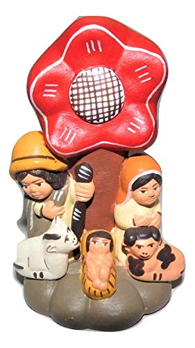 Hand-Painted Holy Family Ceramic Nativity Set - Amazon Jungle Design from Peru - Perfect for Christmas Decorations, Home Décor & Gift Giving