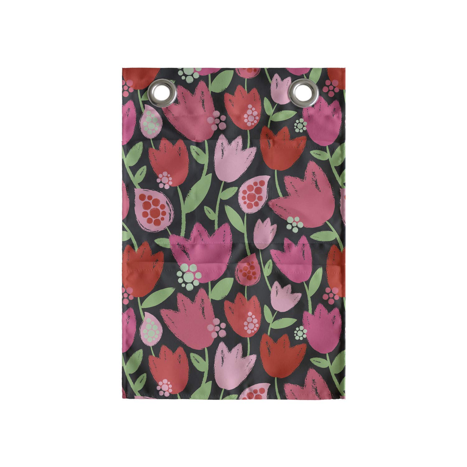 Ambesonne Floral Hanging Pocket Organizer - Pink Tulip Spring Design Polyester Storage Bag with Multiple Pockets, 14