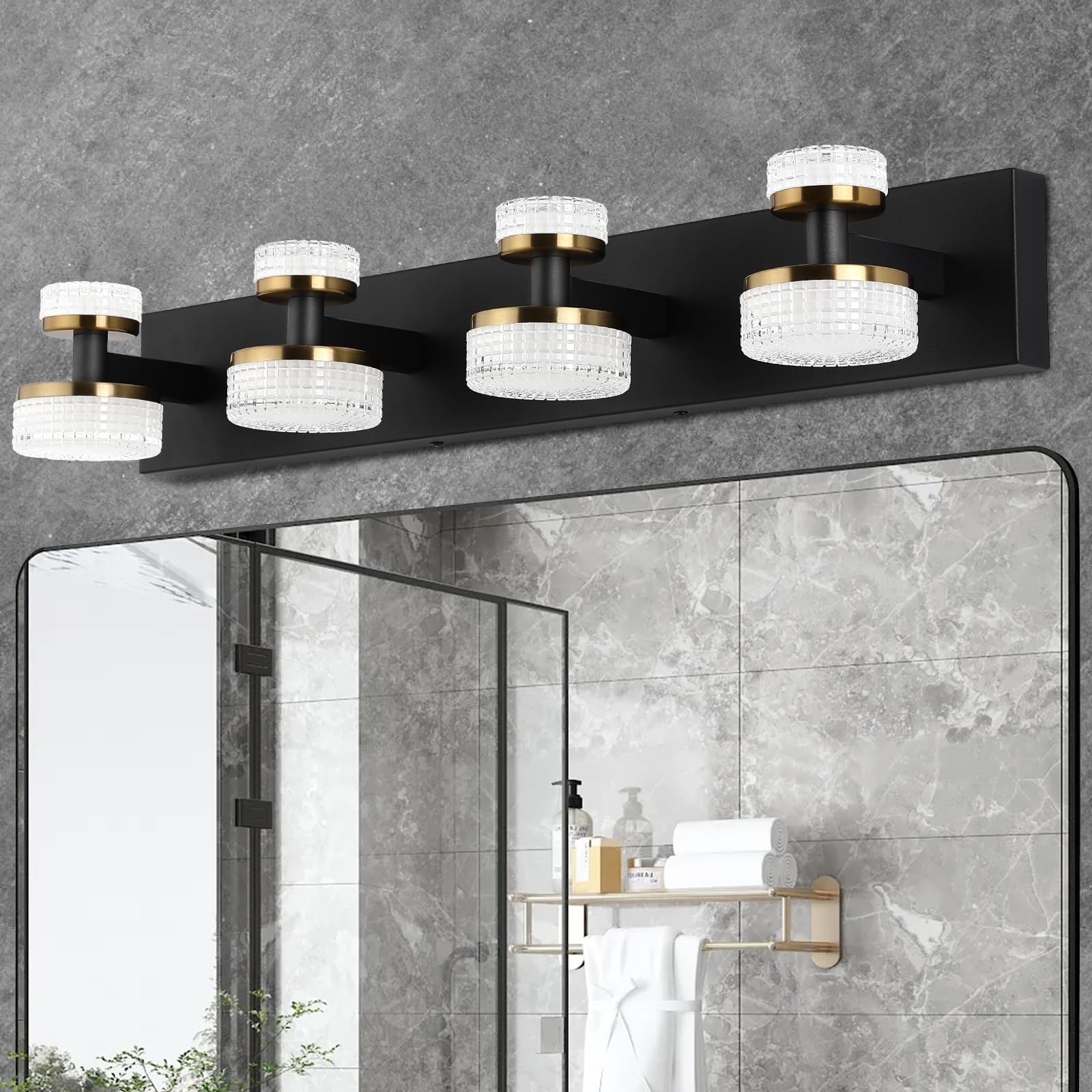 Modern LED Vanity Light Fixtures for Bathroom Mirror - 4-Light Acrylic Bathroom Lighting with ETL Certification - Perfect for Makeup, Shaving & Spa-Like Ambiance