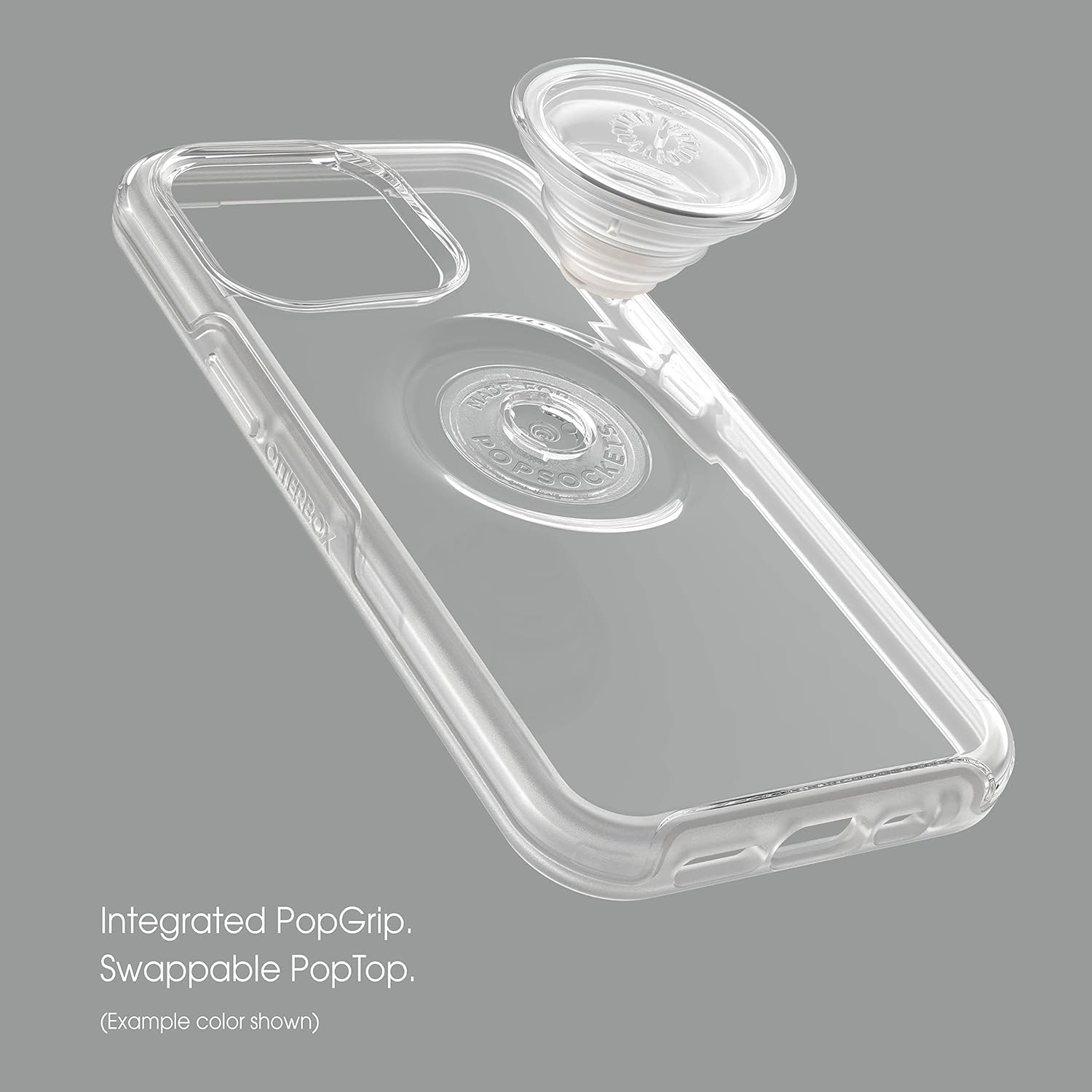 OtterBox iPhone 13 Case with PopSockets - Clear Symmetry Series Slim Protective Cover | Built-in PopGrip, Raised Edges for Screen & Camera Protection | Perfect for Everyday Use, Commuting & Travel