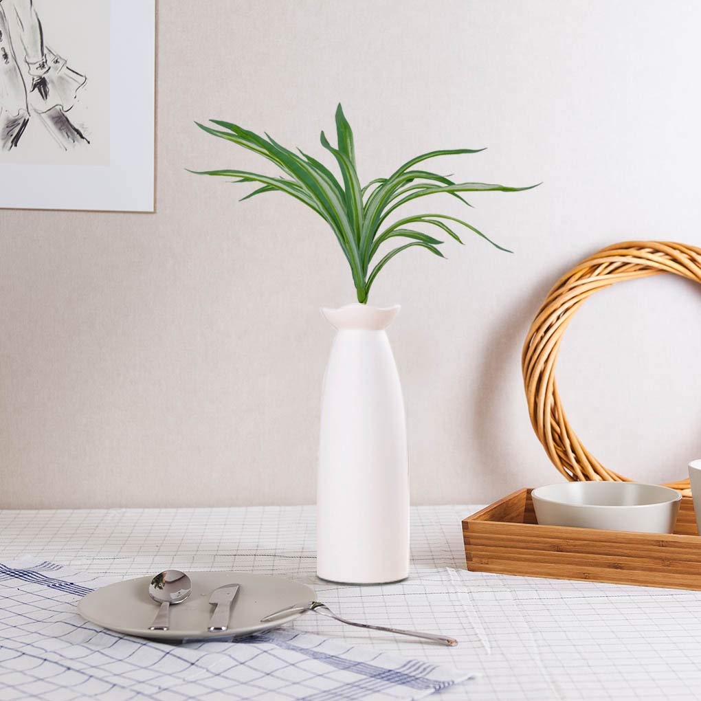 2pcs Artificial Greenery Bouquet - Fake White Grass Leaves for Home & Office Decor - 30cm Tall - Perfect for Table Centerpieces, Shelves, and Wedding Arrangements