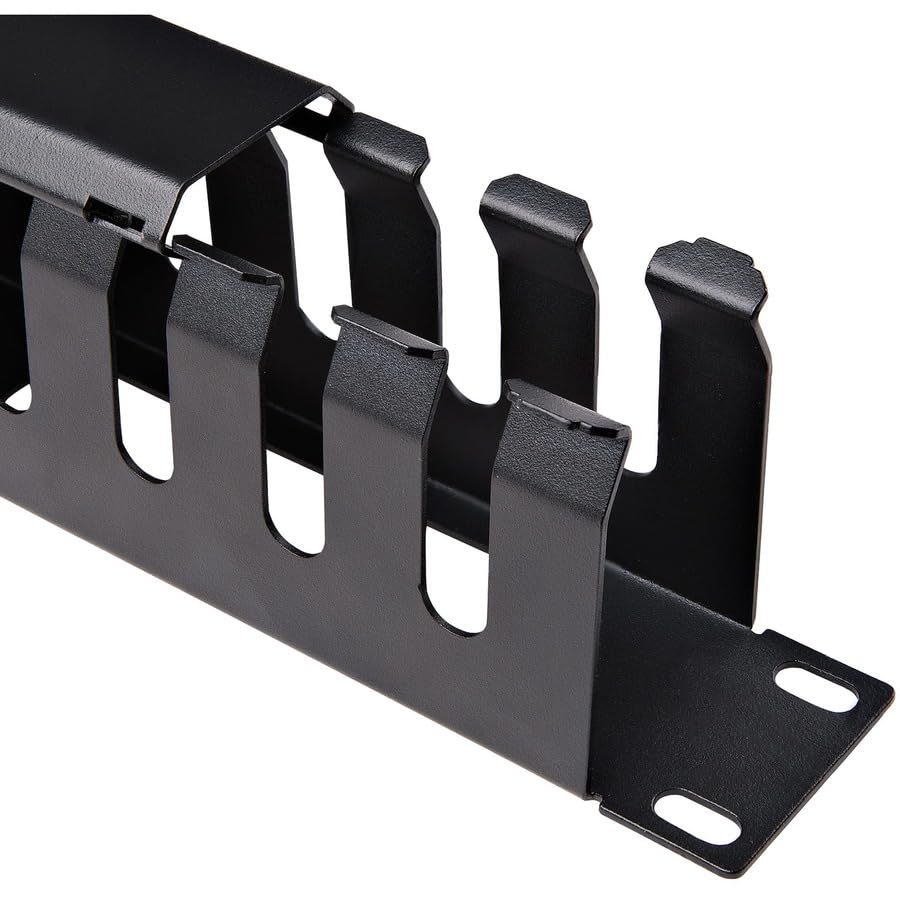 StarTech.com 1U Horizontal Finger Duct Rack Cable Management Panel with Cover - Server Rack Cable Organizer for Data Center & Network Closet (CMDUCT1UX) - Perfect for Server Racks, Network Switches & Patch Panels