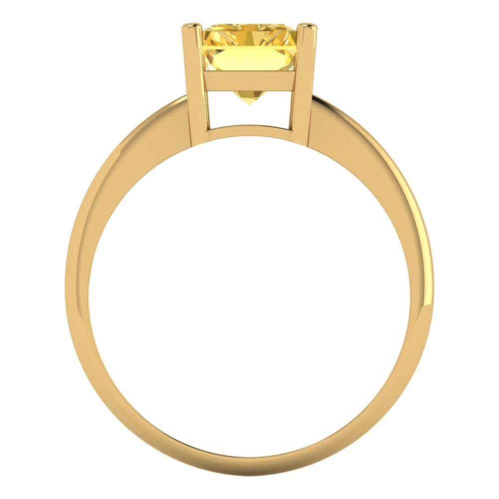 2.5ct Radiant Cut Yellow Simulated Diamond Ring - 18K Gold for Engagement & Wedding