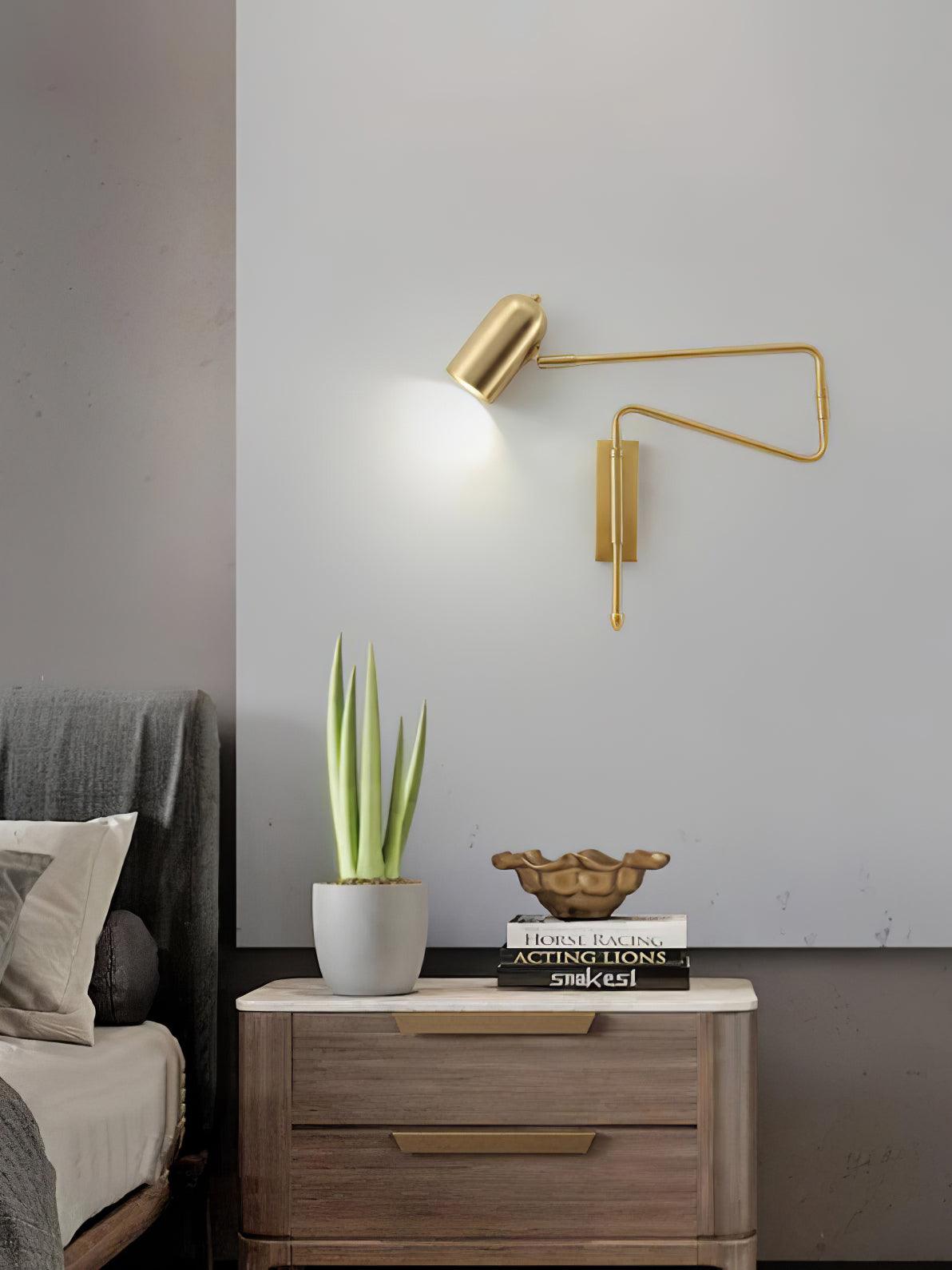 Adjustable Arm Plug In Wall Lamp - Dimmable Swing Arm Desk Light for Reading, Office, Bedroom, and Nightstand Use
