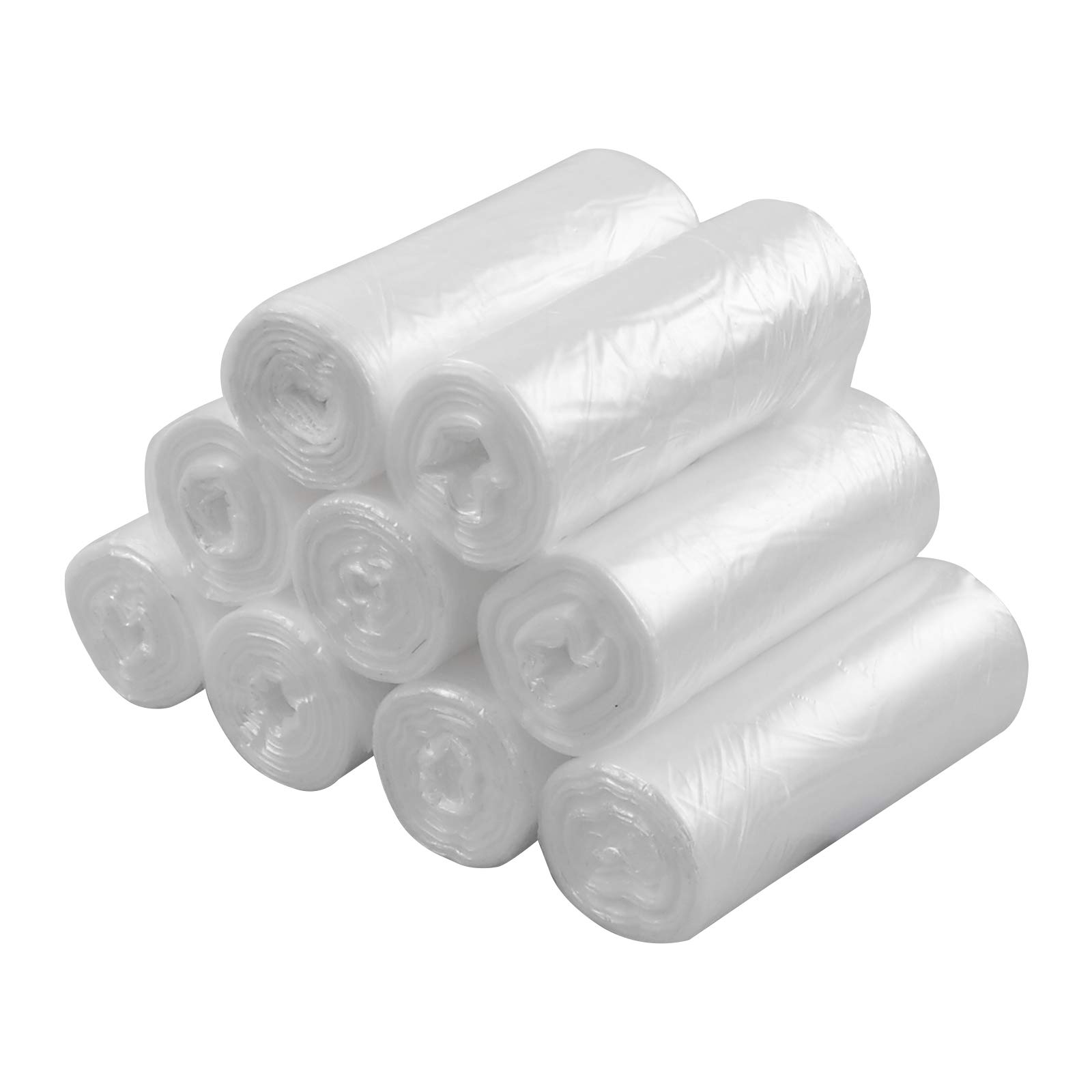 Farmoon 2.6 Gallon Clear Trash Bags - 225 Count Small Garbage Bags (9 Rolls) | Perfect for Bathroom, Office, Bedroom & Kitchen Waste Disposal