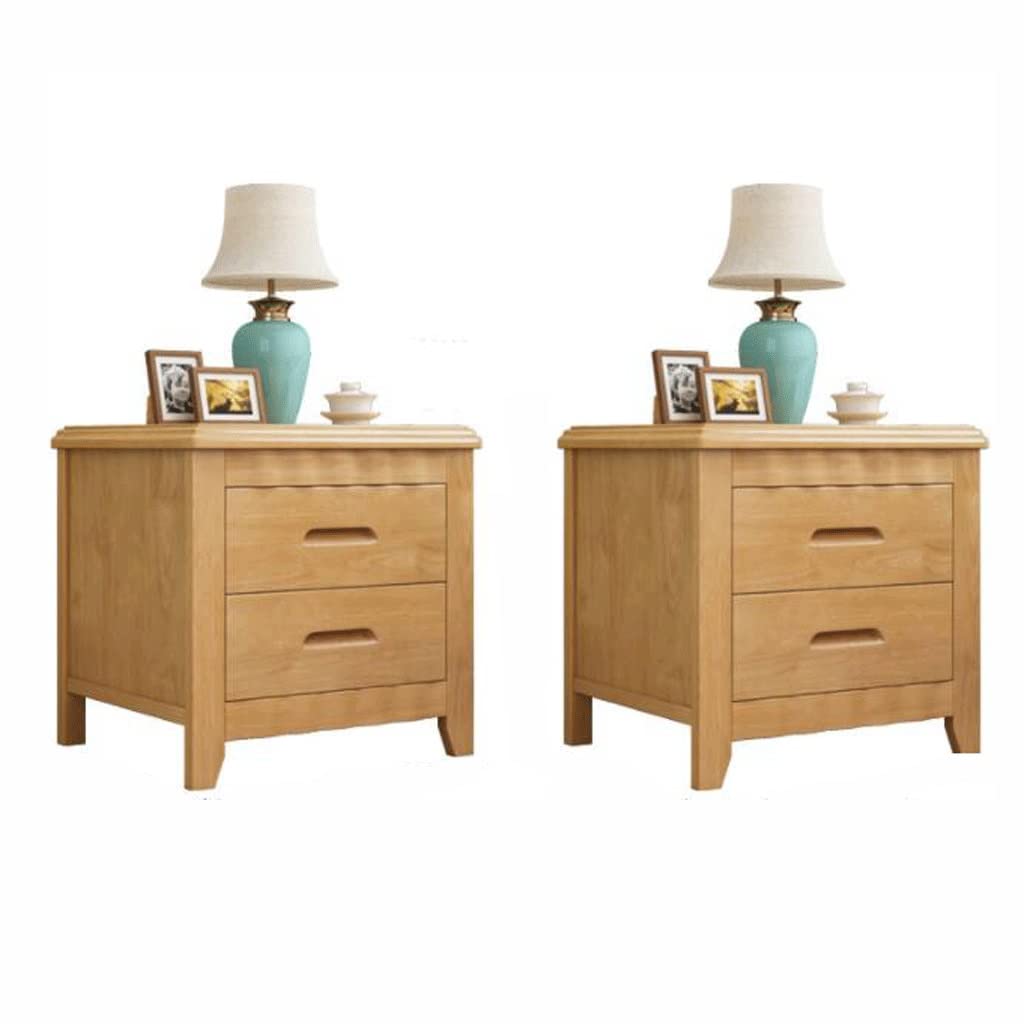 Solid Wood Nightstand Set of 2 - Modern Bedside Tables with 2 Drawers for Bedroom & Living Room, Storage Cabinet End Tables (Size C) - Perfect for Small Spaces, Guest Rooms & Apartment Decor