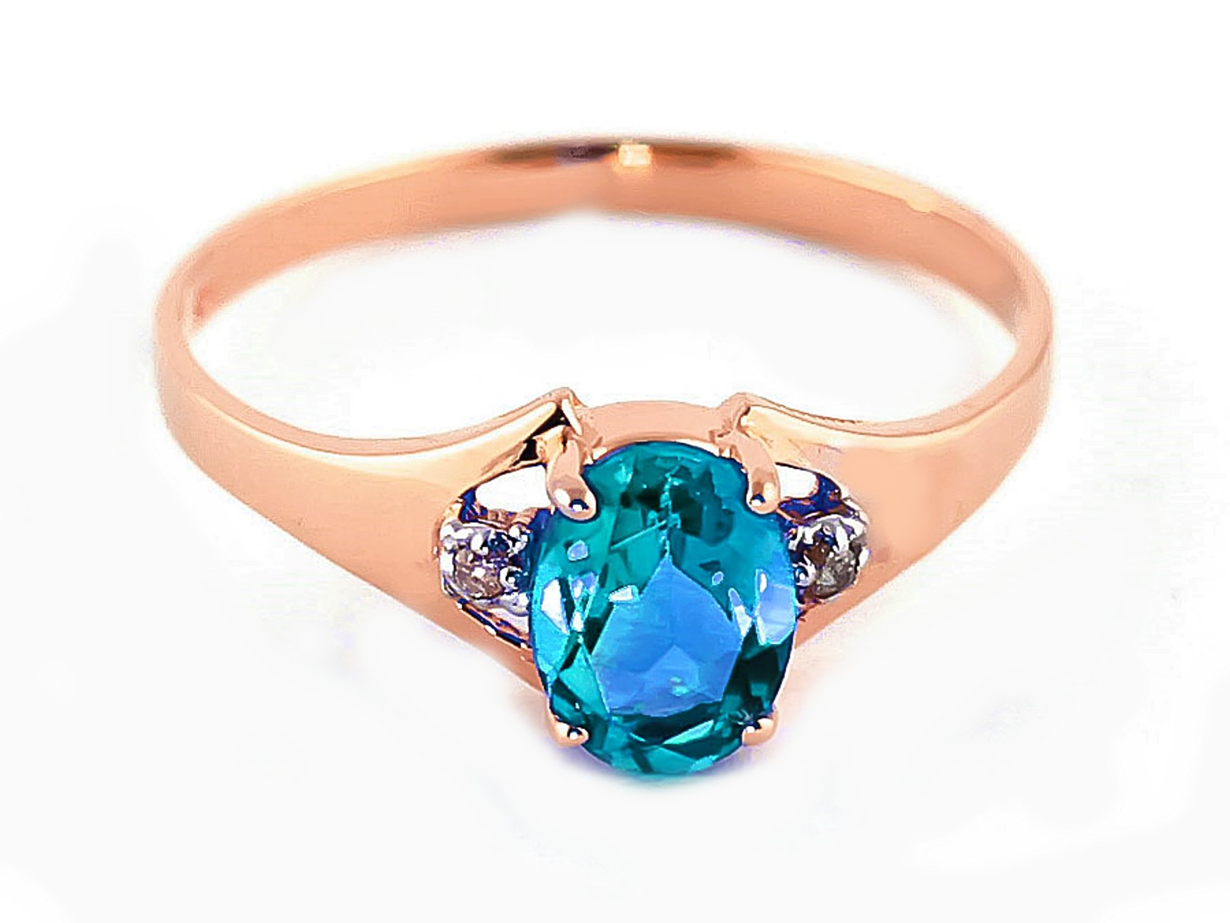 14K Yellow, White & Rose Gold Ring with Natural Diamonds & Blue Topaz - Elegant Galaxy Gold GG Jewelry for Weddings, Anniversaries & Special Occasions