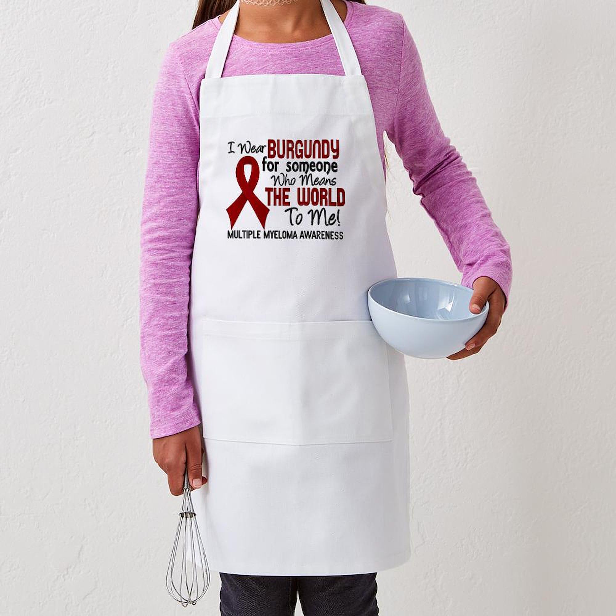 Multiple Myeloma Awareness Baking Apron - 'Myeloma Means the World to Me' Design - Perfect for Family Baking & Cancer Support Activities