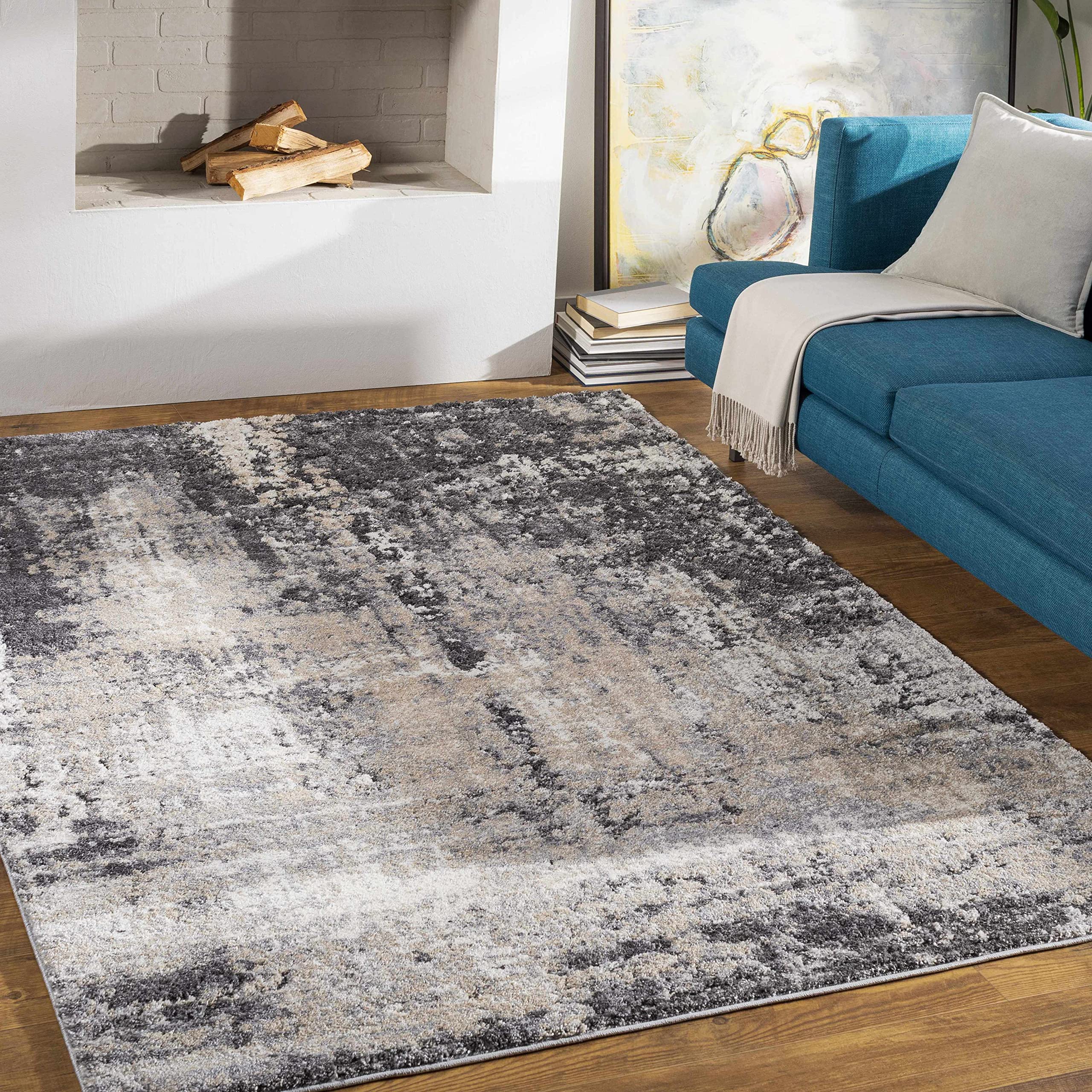 Hauteloom Witchford Modern High Pile Area Rug - Black & Gray - 12' x 15' - Soft Plush Living Room & Bedroom Carpet for Cozy Home Decor