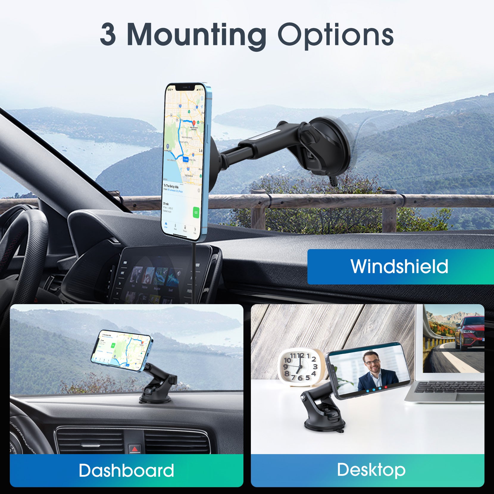 Mpow CA169A Magnetic Wireless Car Charger - Fast Charging for iPhone 12/13/14 Series, Samsung Galaxy S22/S23, Qi-Compatible Phone Mount with Strong Magnet - Perfect for Road Trips & Daily Commuting